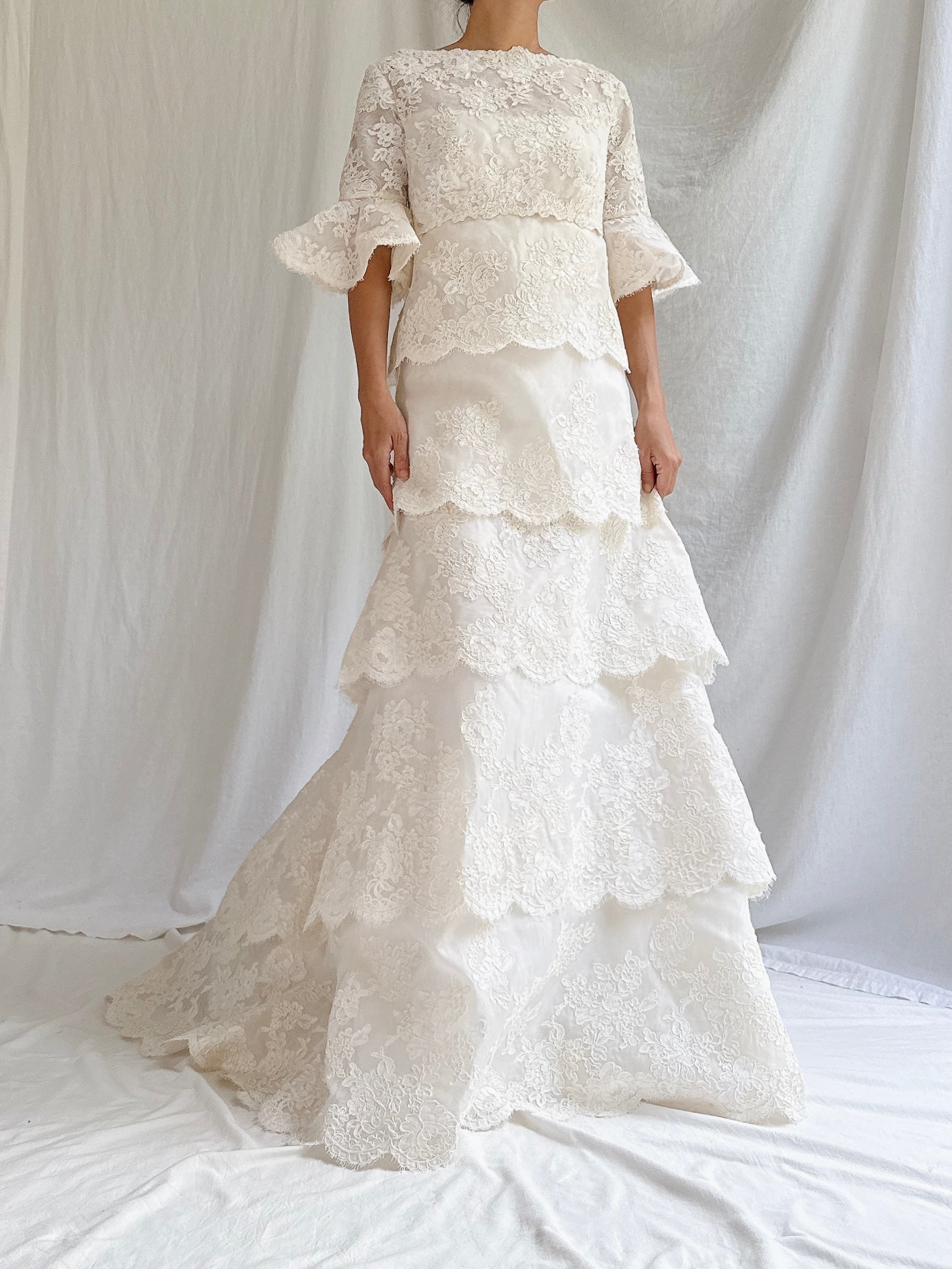 1960s Silk Organza & Lace Gown - M