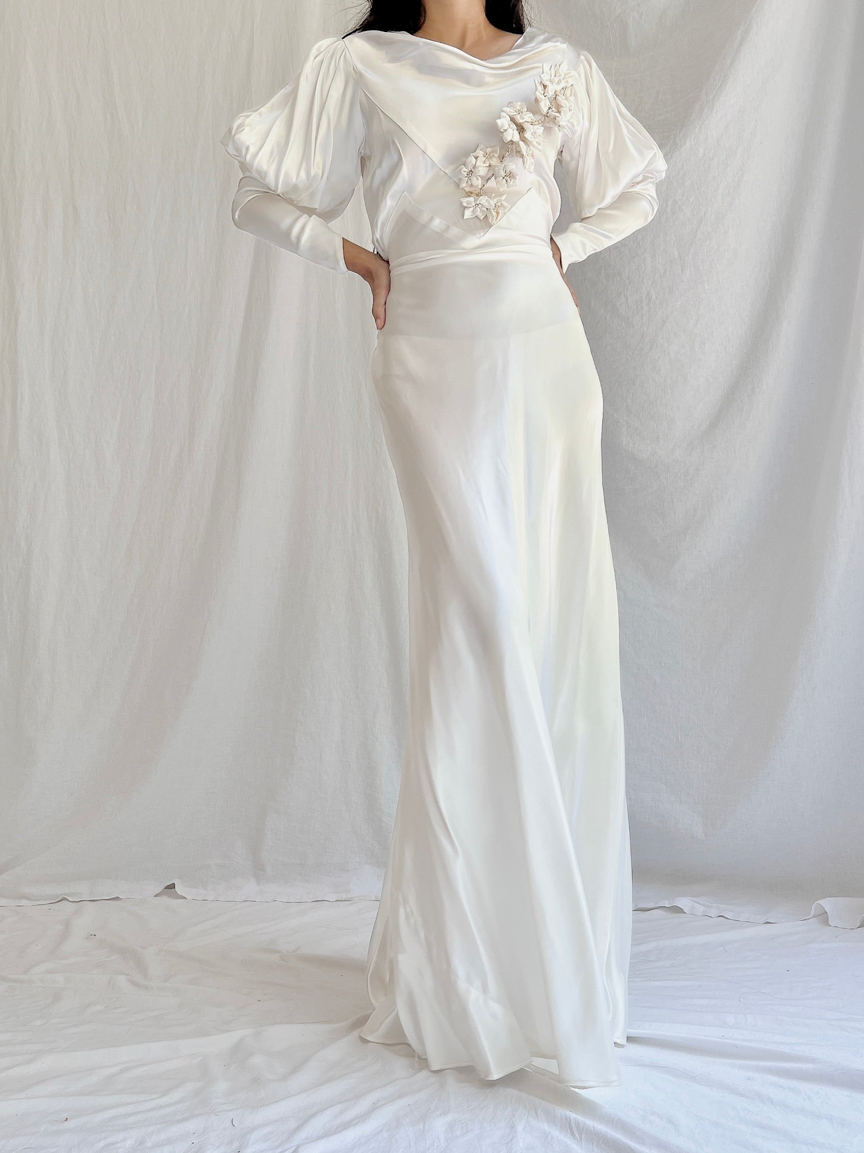 1930s Candelight Satin Gown - S