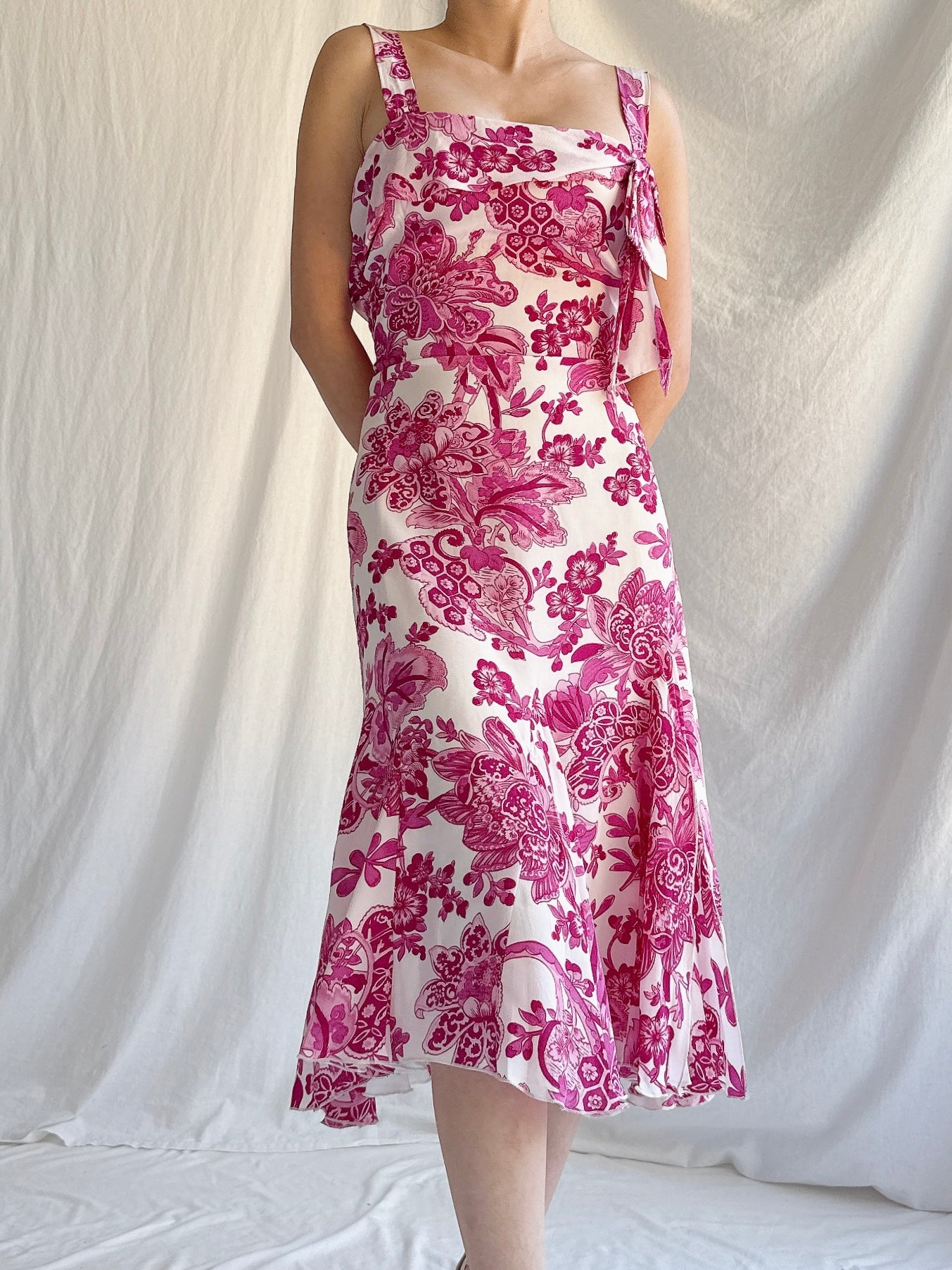 Vintage Silk Paule Vasseur Floral Dress - M/44