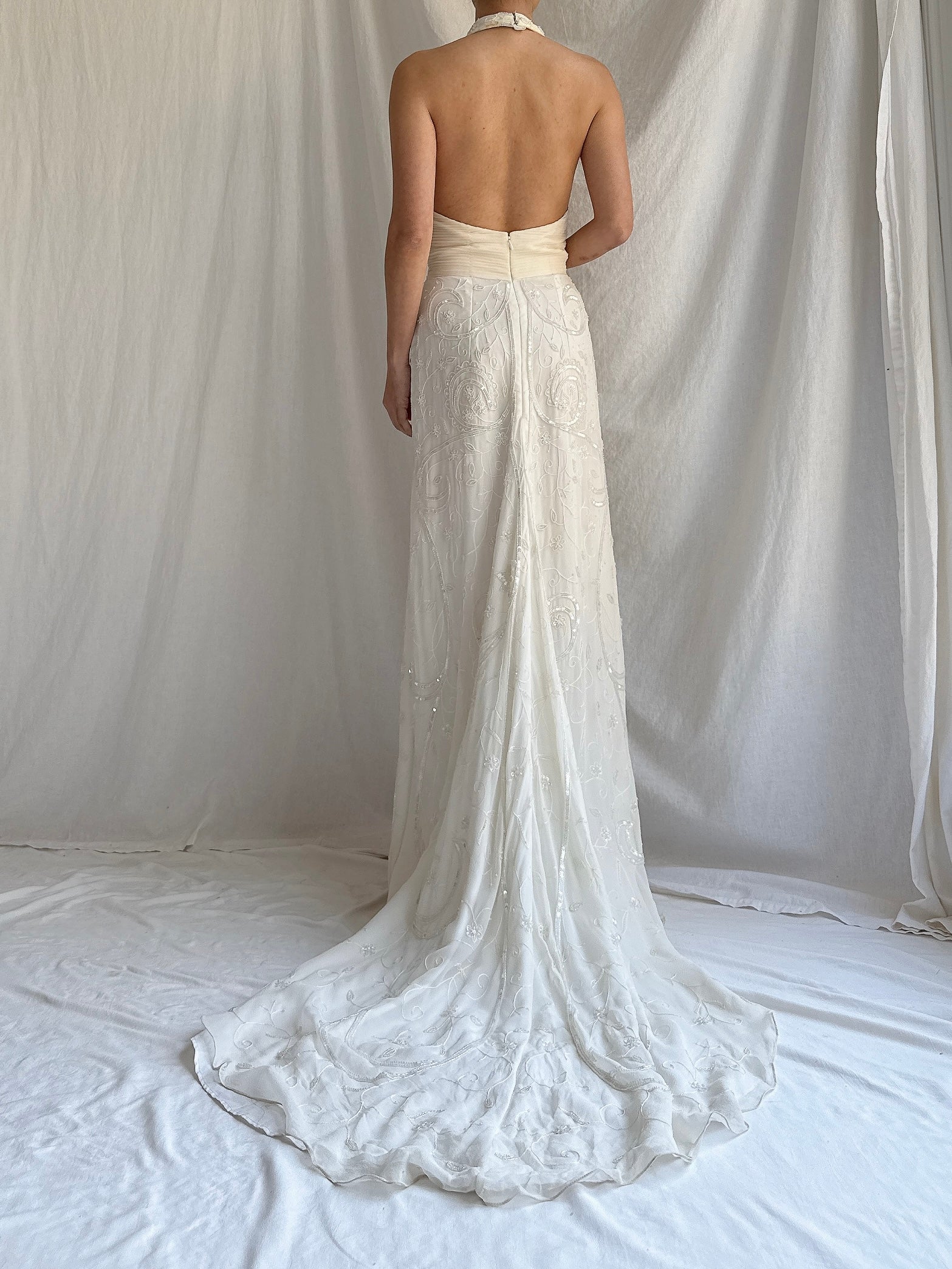 Vintage Silk Ruffle Gown - XS