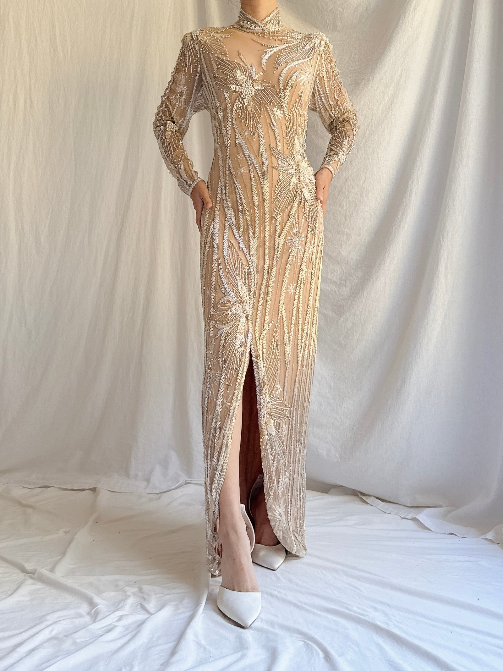 Vintage Bob Mackie Silk Beaded Gown - M