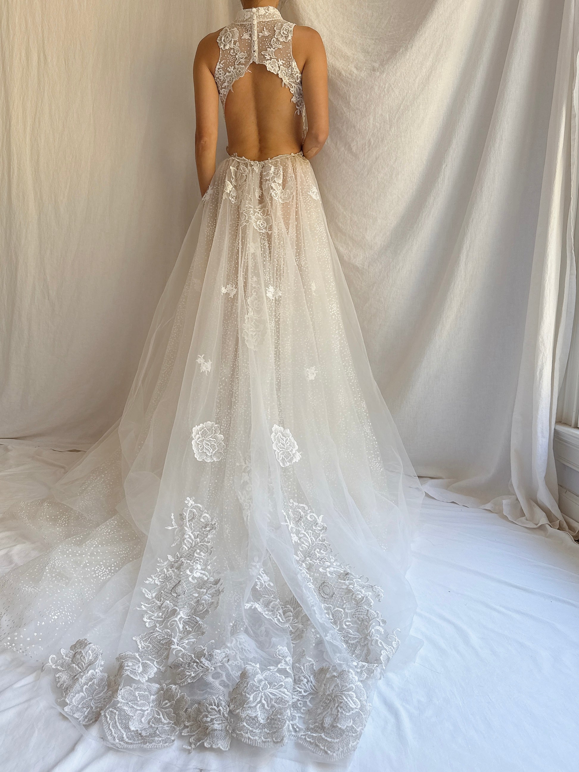 00 Sheer Halter Dress - S