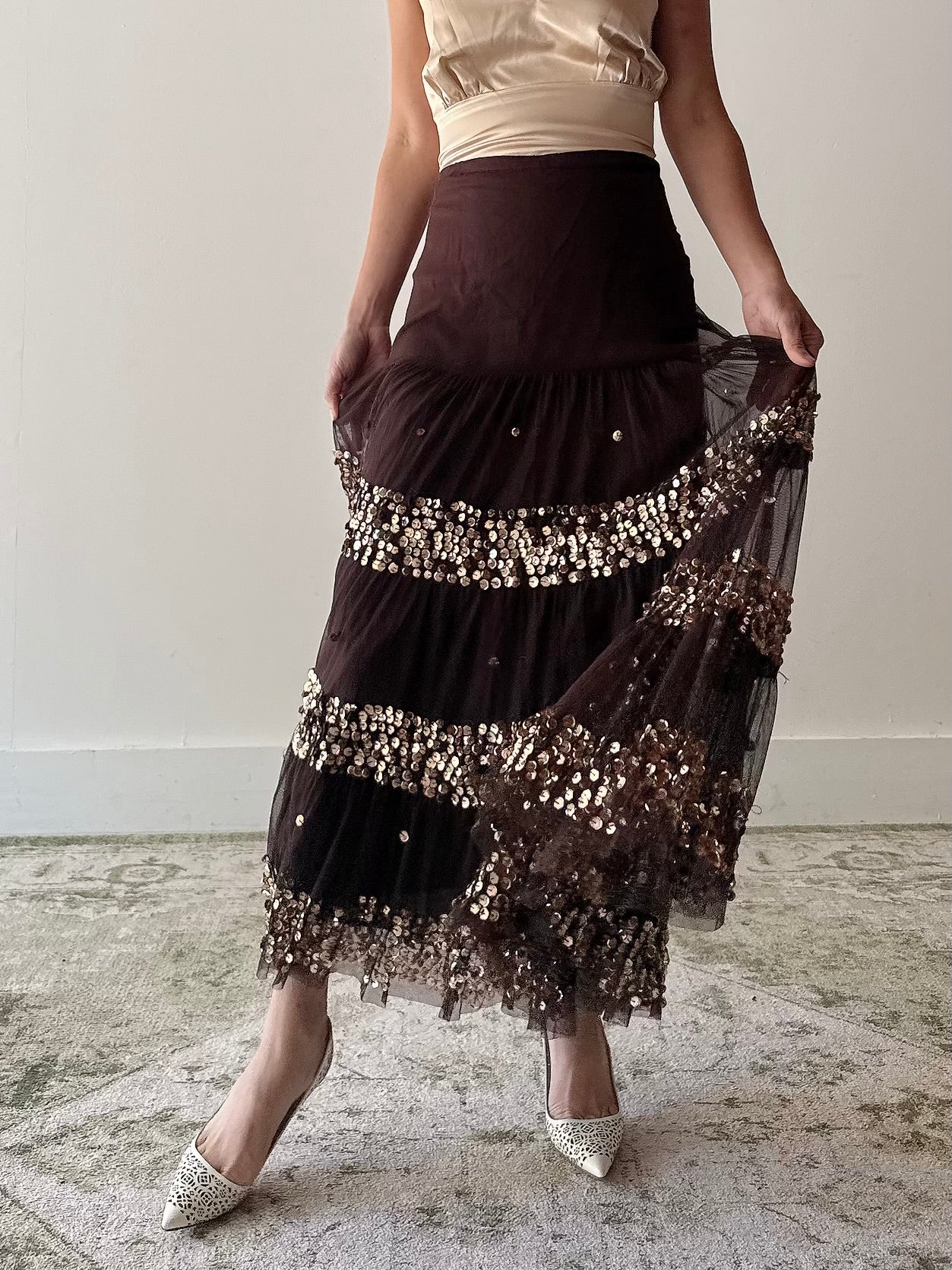 Vintage Sequin Tulle Skirt
