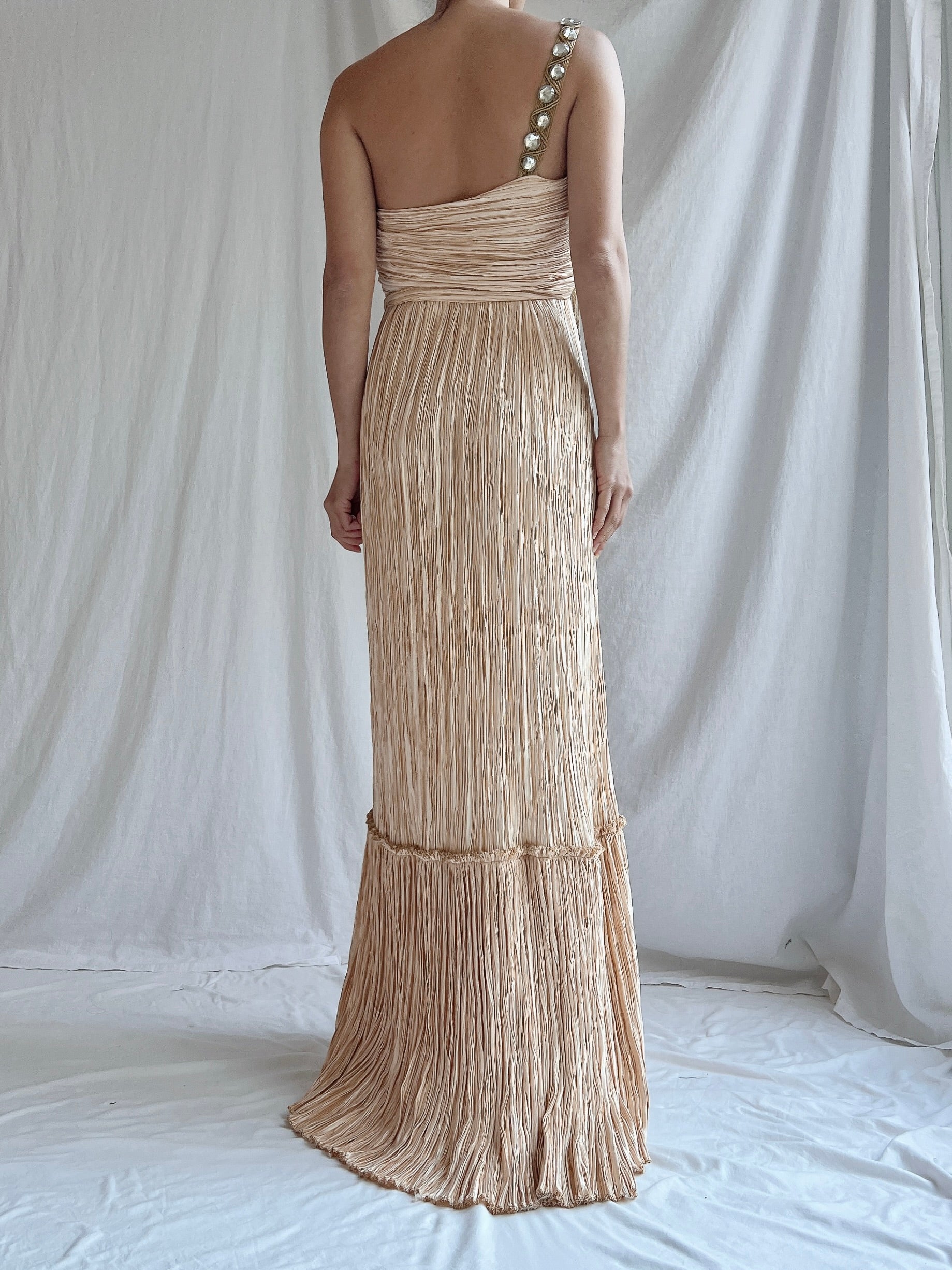 Vintage Mary McFadden Pleated Gown - M