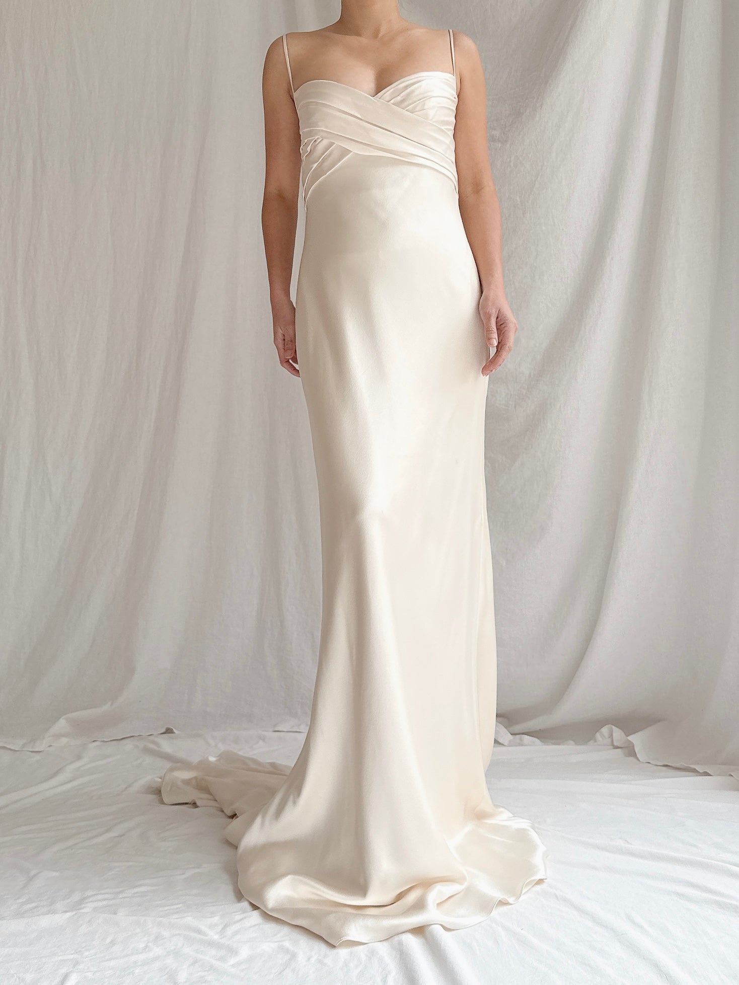 Vintage CB Couture Silk Cowl Back Gown - M/8