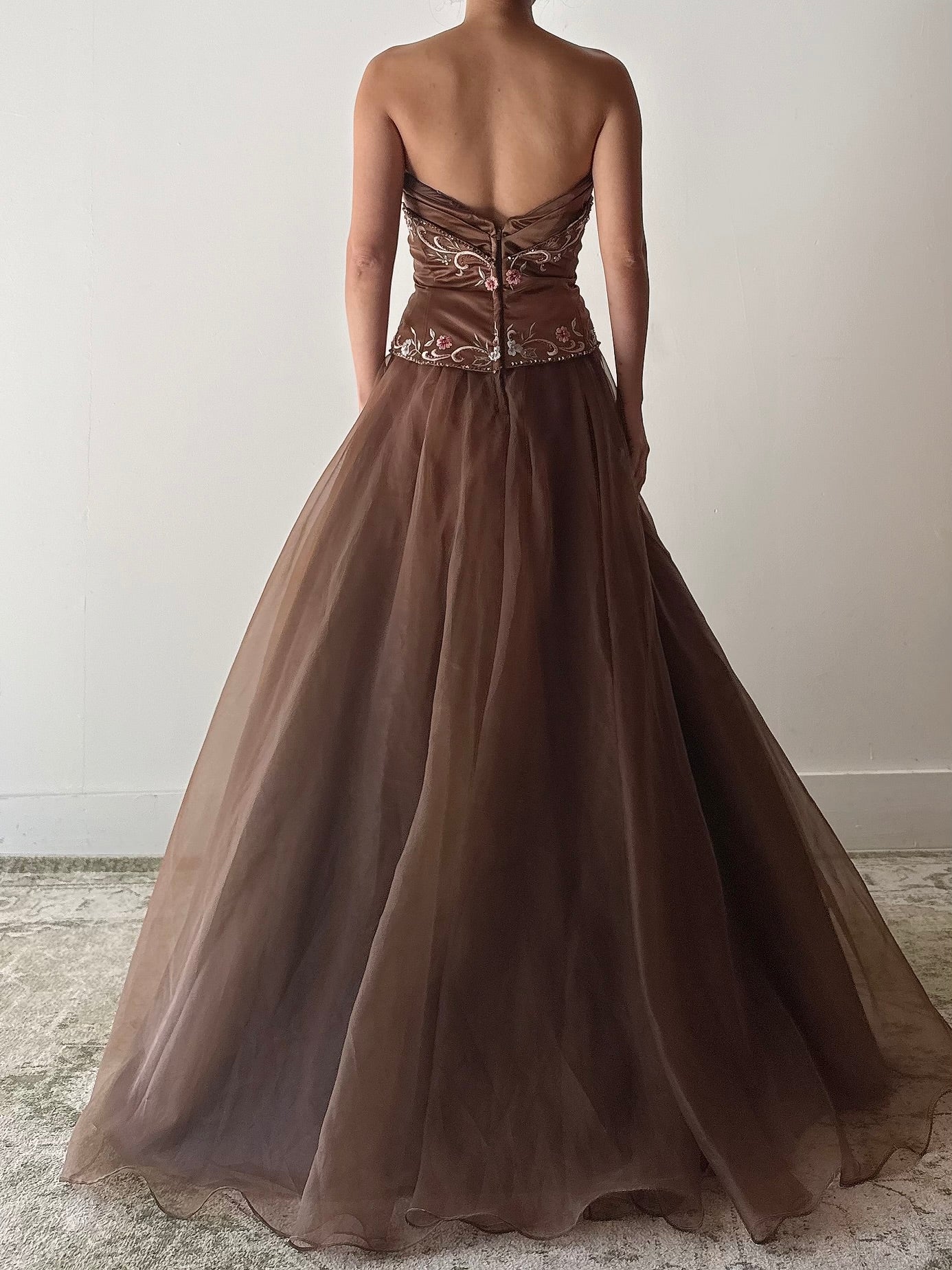 Vintage Futura Brown Embroidered Dress - L