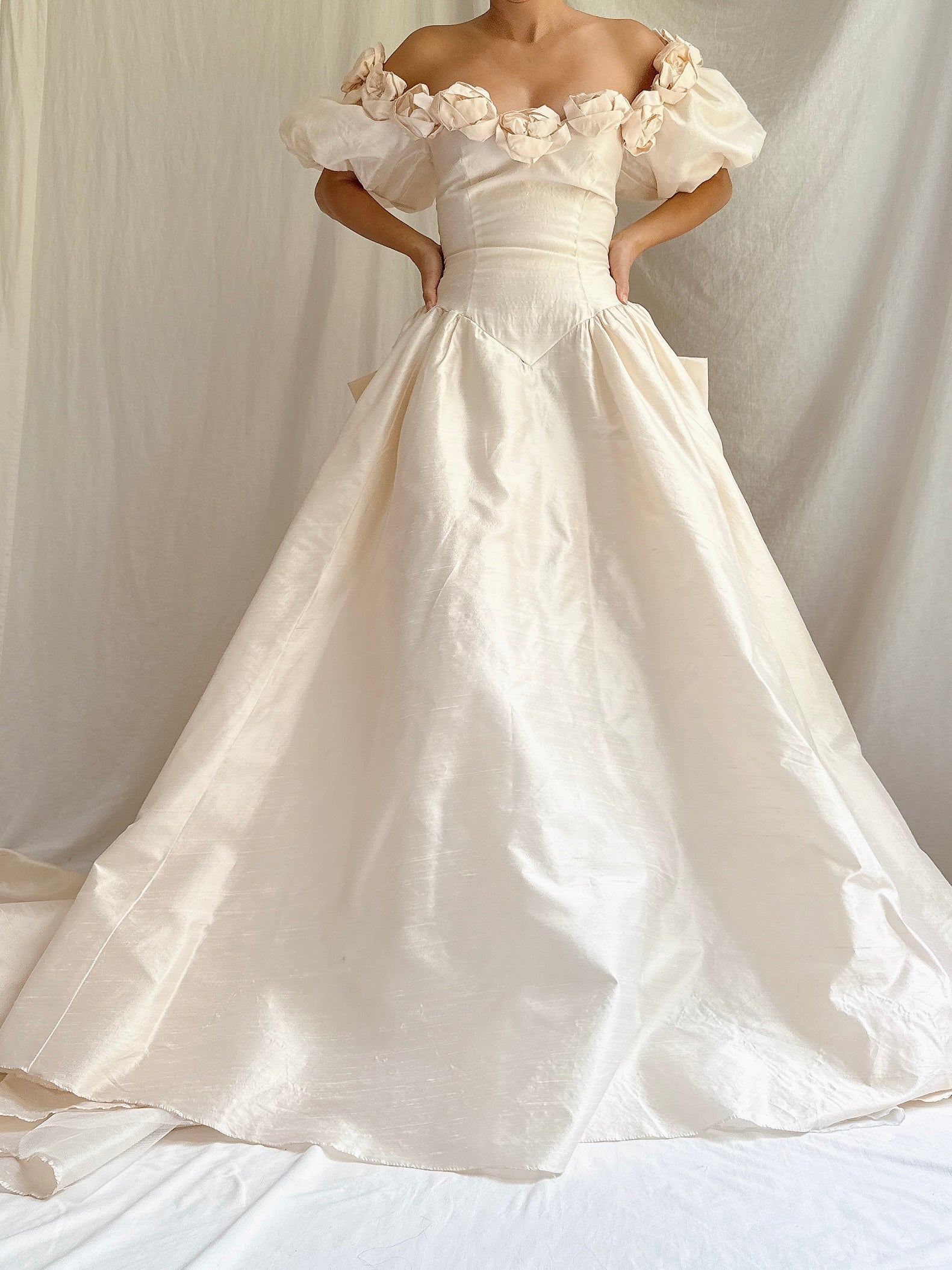 Vintage Silk Rosette Gown - XS