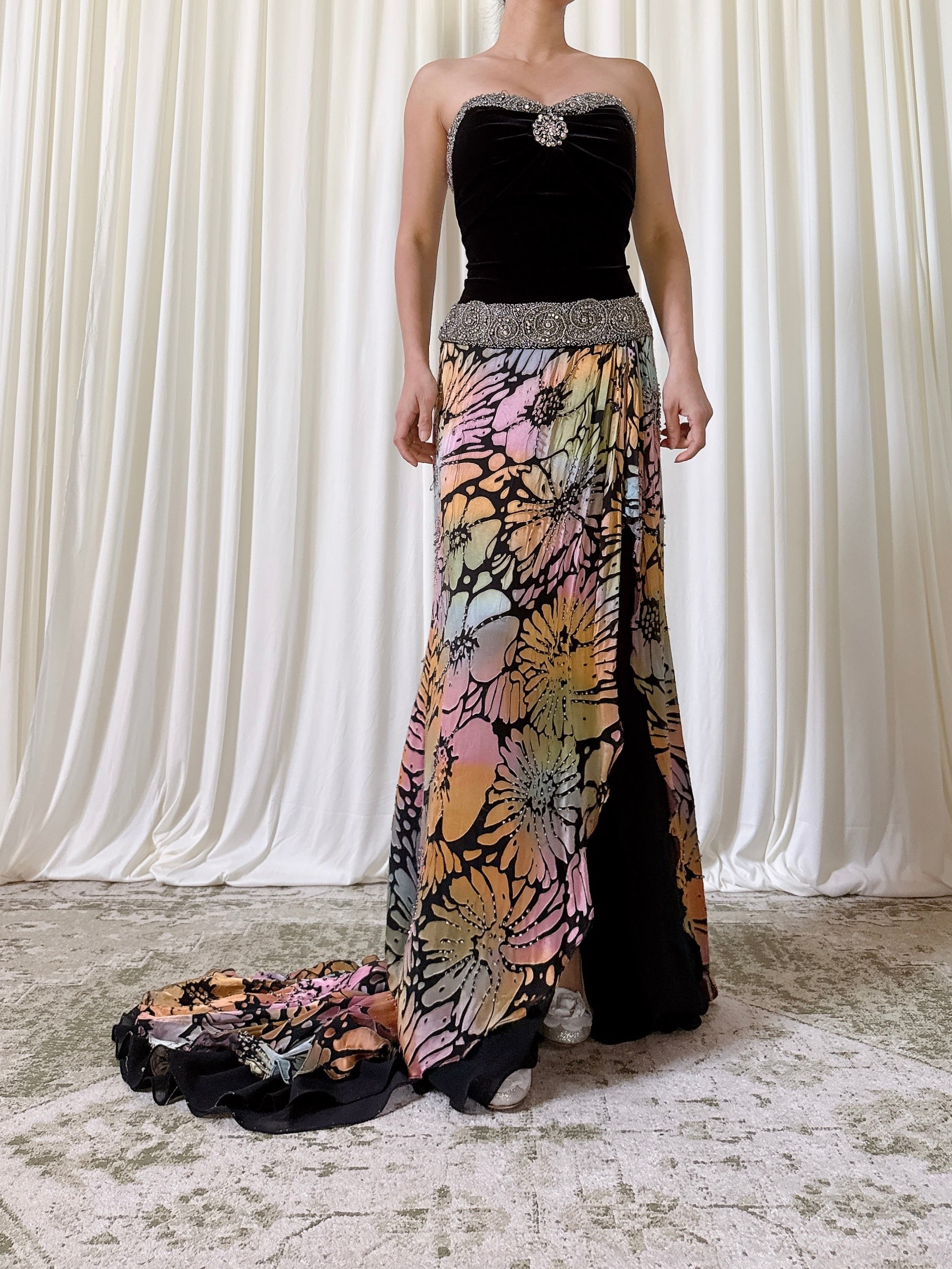 Vintage Dingeo Velvet & Silk Dress - Size 6