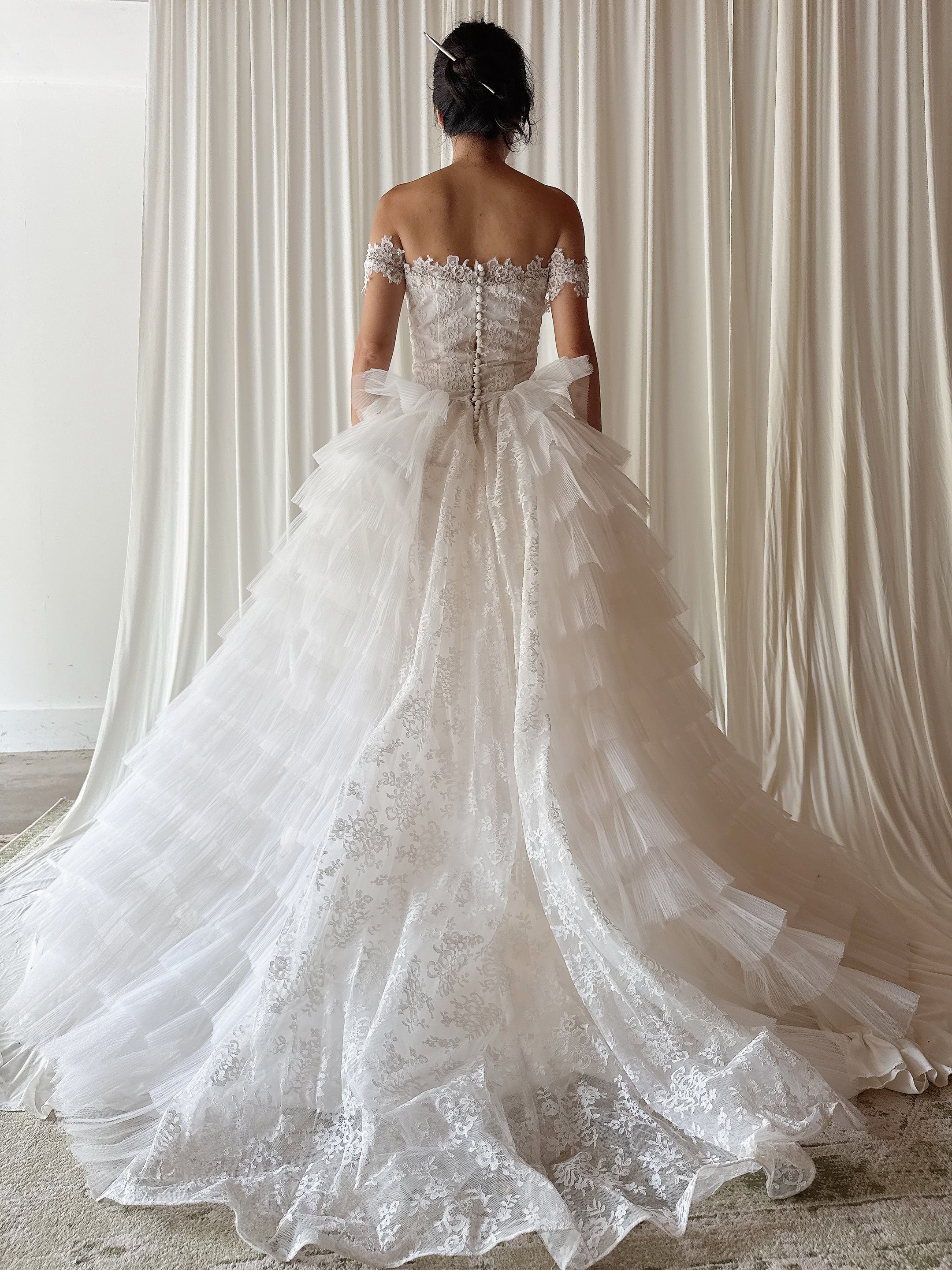 1950s Lace and Tulle Gown - S