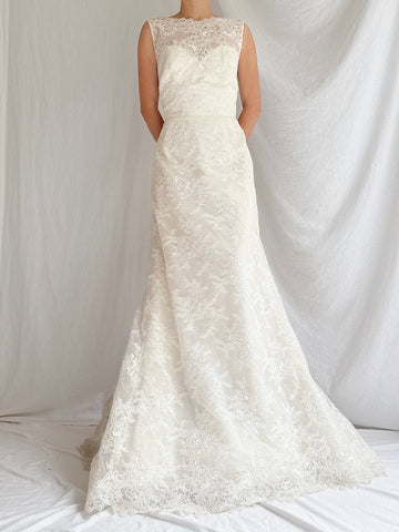 Vintage Liancarlo Couture Lace Bateau Neckline Gown - S/6