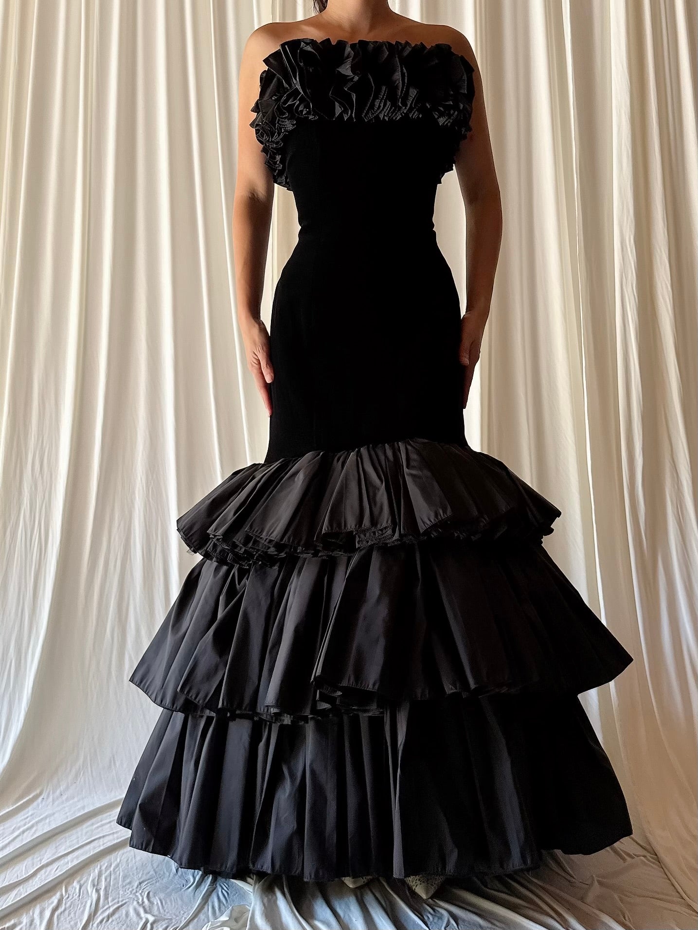 Vintage Victor Costa Velvet Tiered Dress