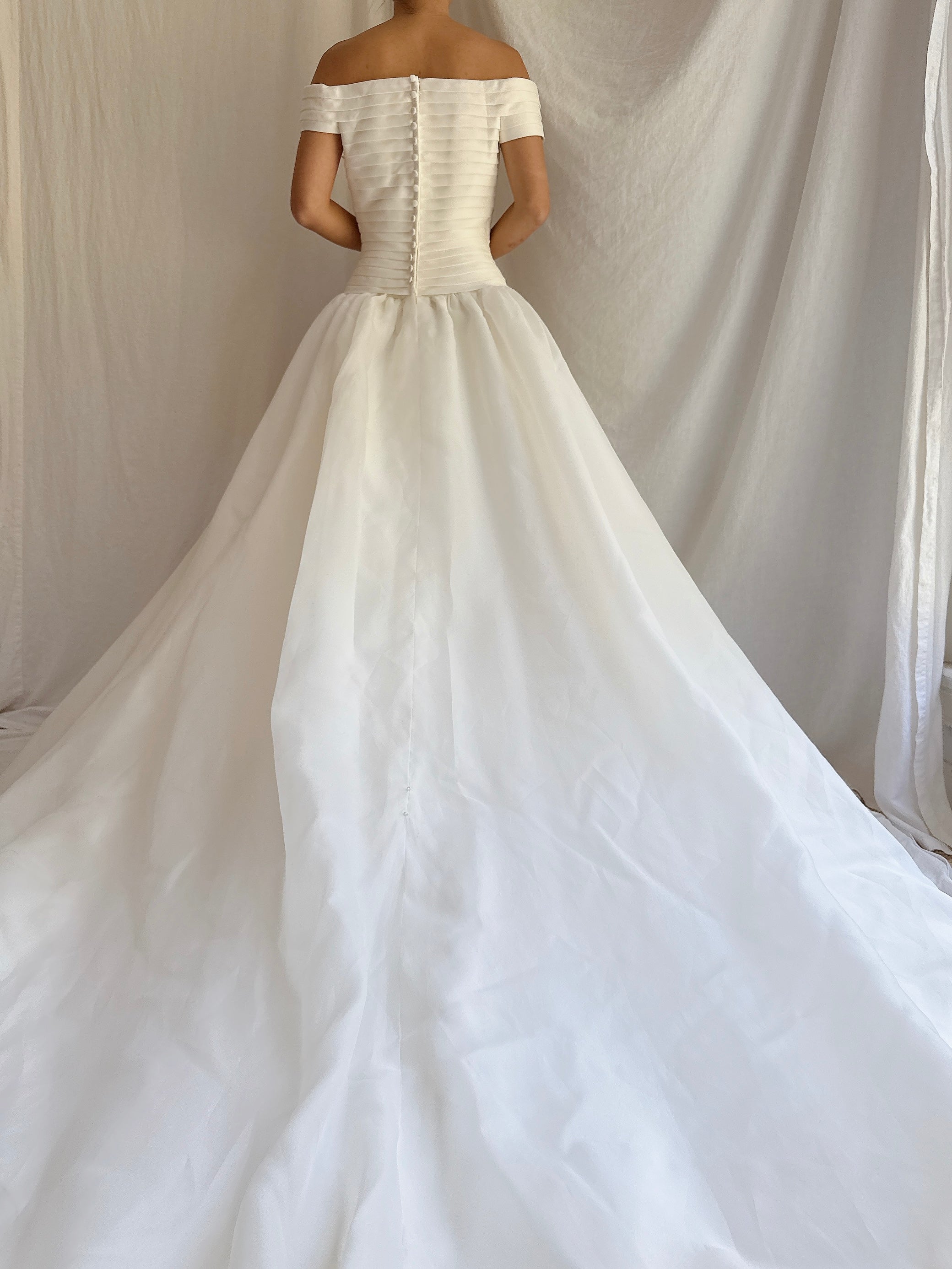 Vintage Voile Off-the-Shoulder Dress - S/4