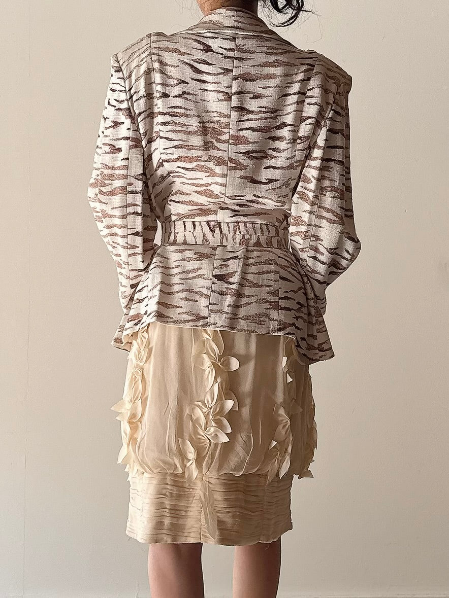 Vintage Solvai Linen Animal Print Jacket - FR44