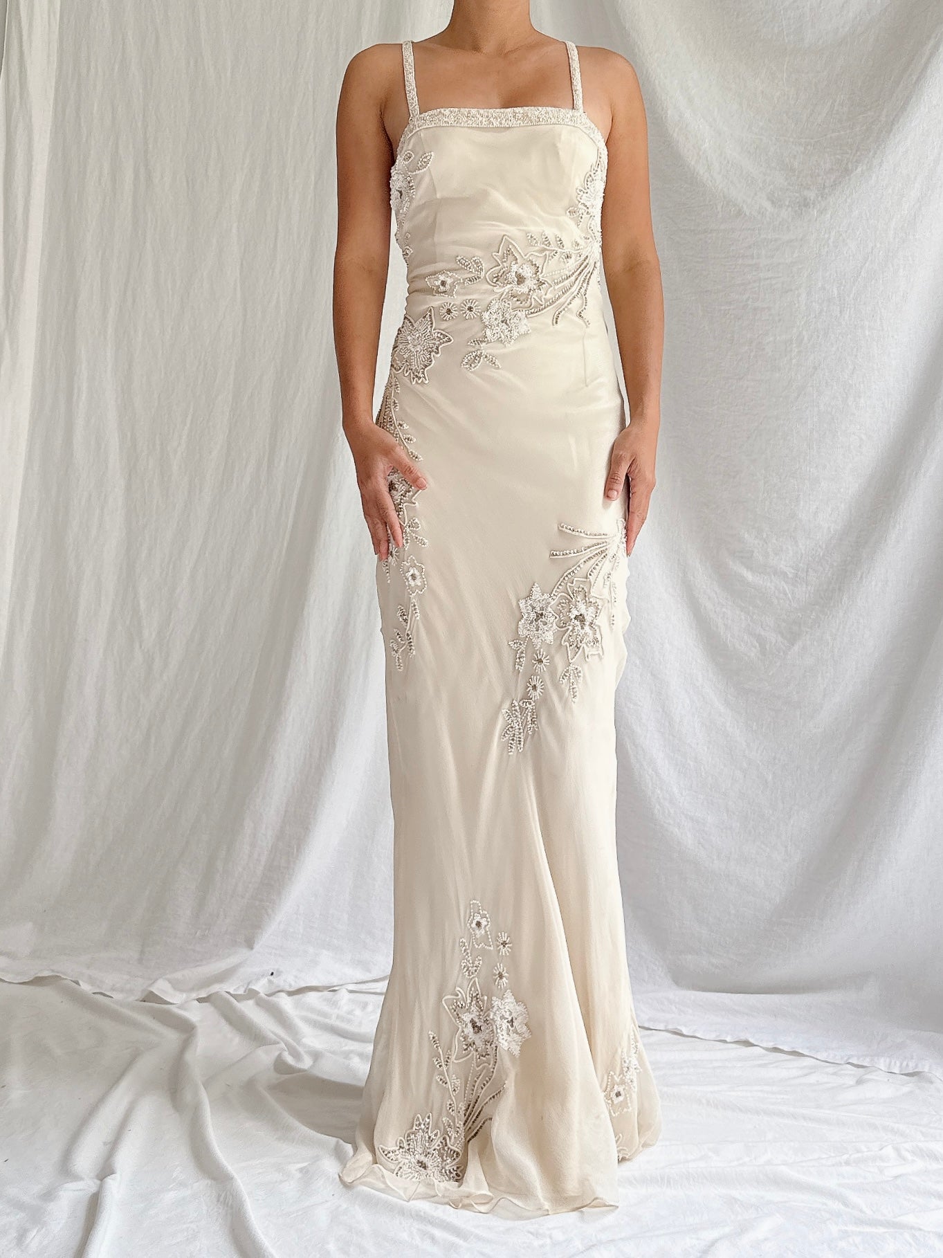 Vintage Silk Beaded Bias Gown - S/4
