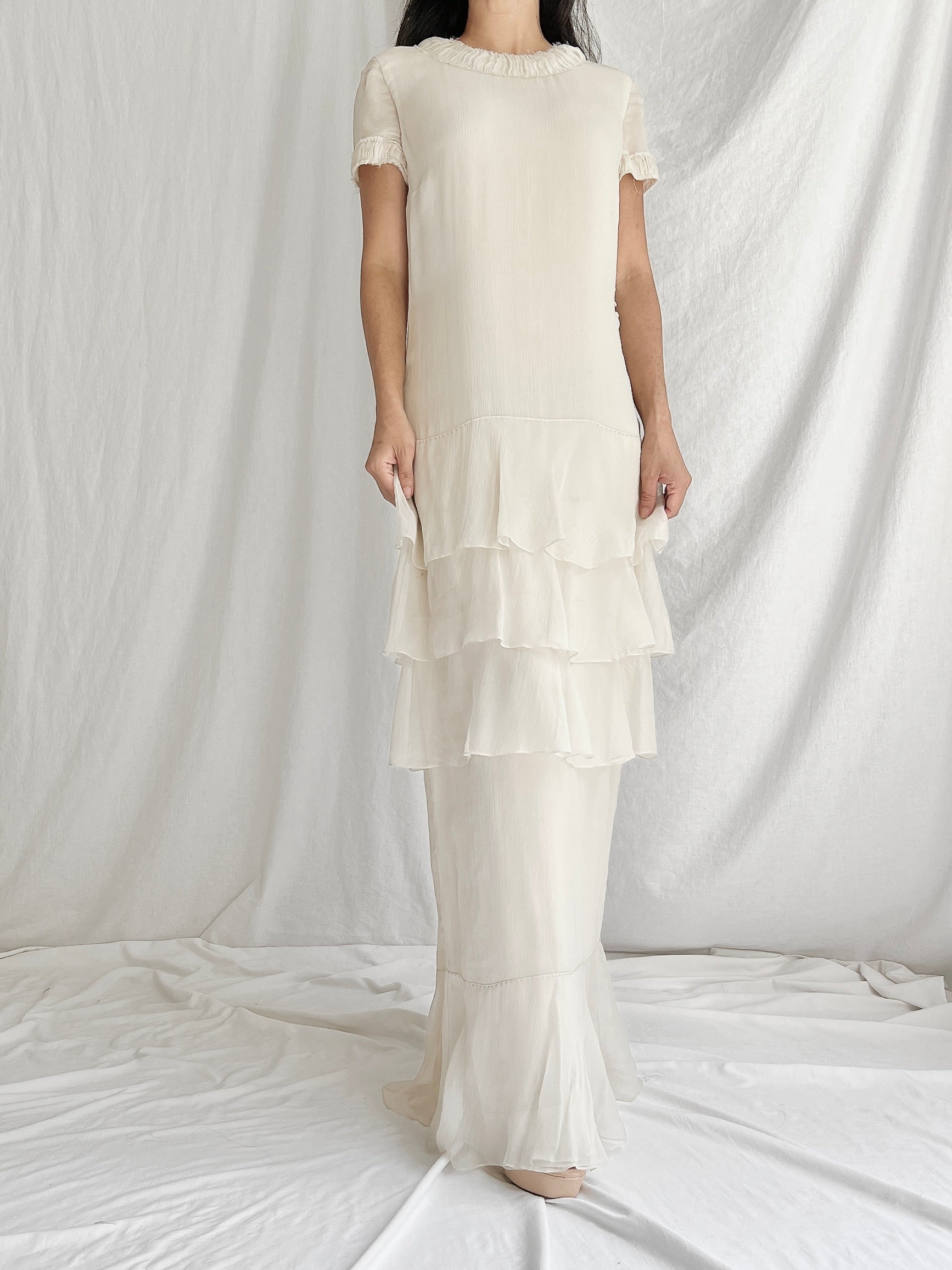 J. Mendel Oyster Silk Chiffon Gown - M