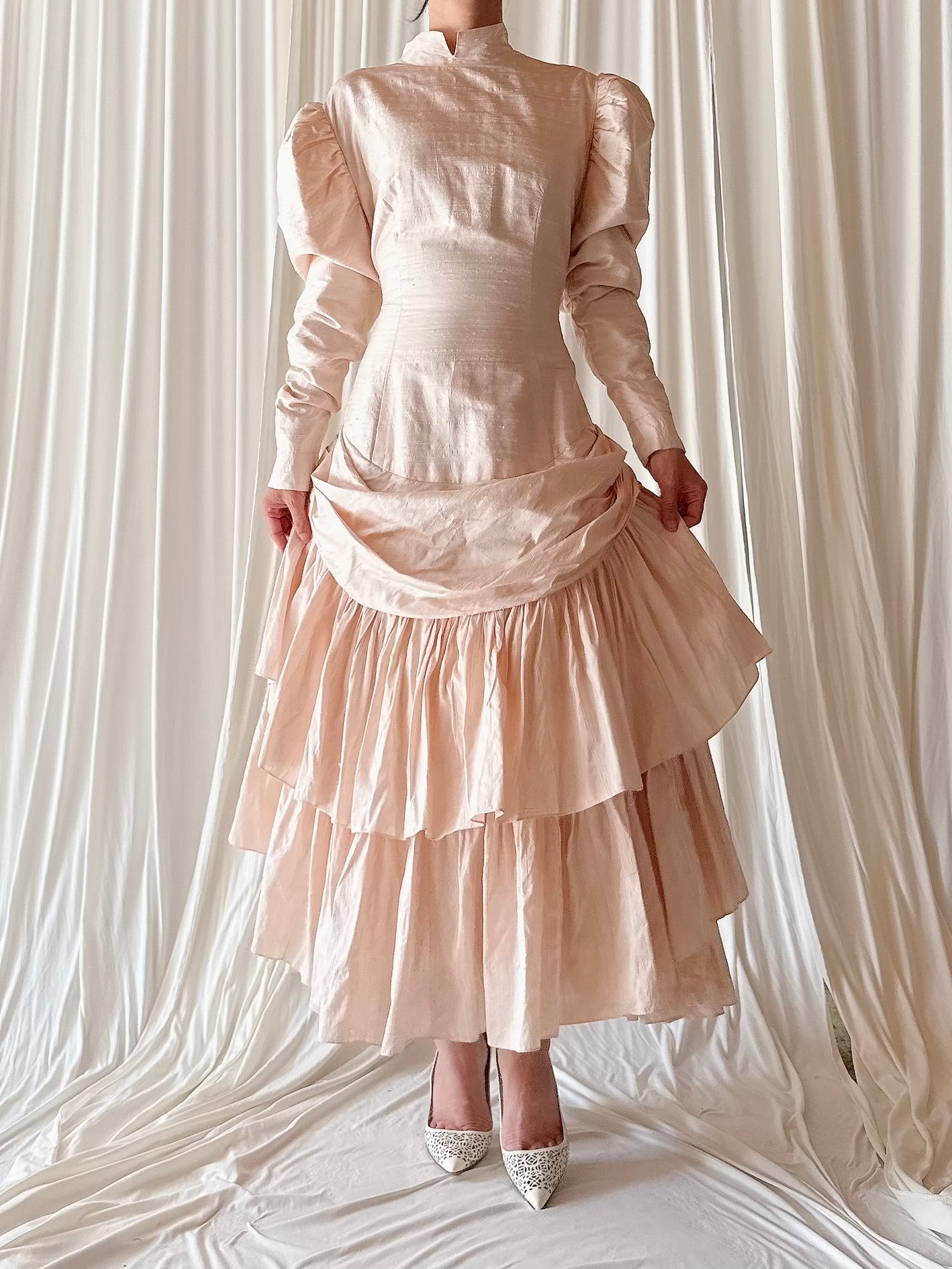 Vintage David Fielden Raw Silk Seashell Dress - M