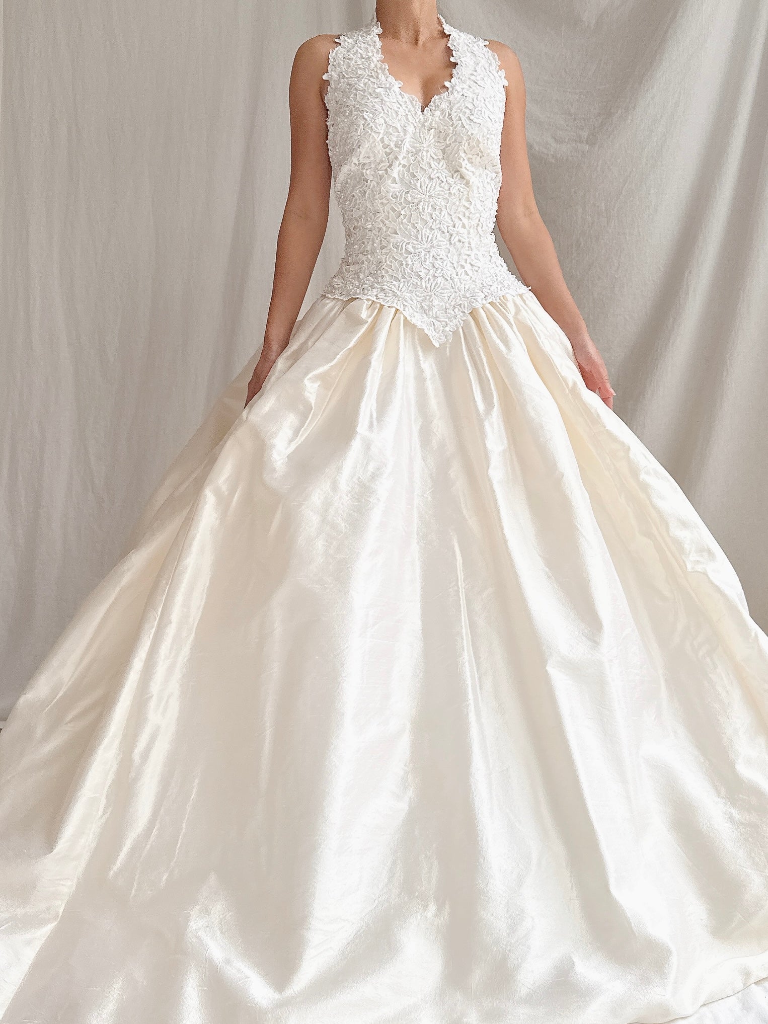 Vintage Silk Halter Dress - S