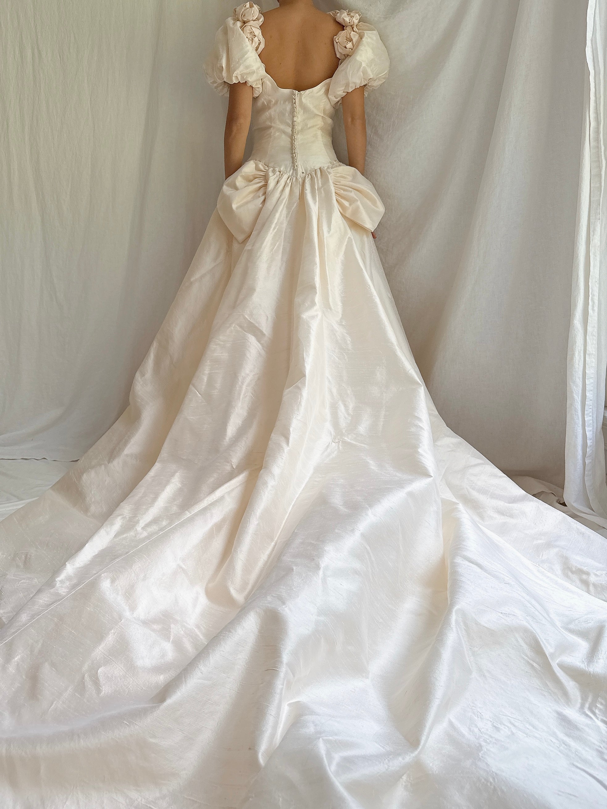 Vintage Silk Rosette Gown - XS