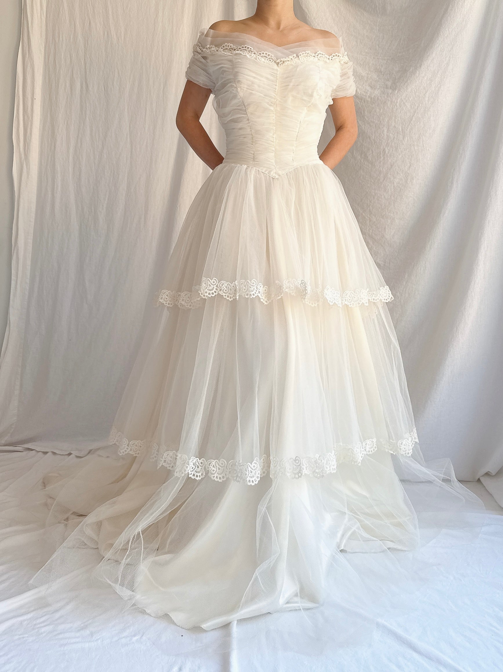 1950s Tiered Tulle Gown - XS/S