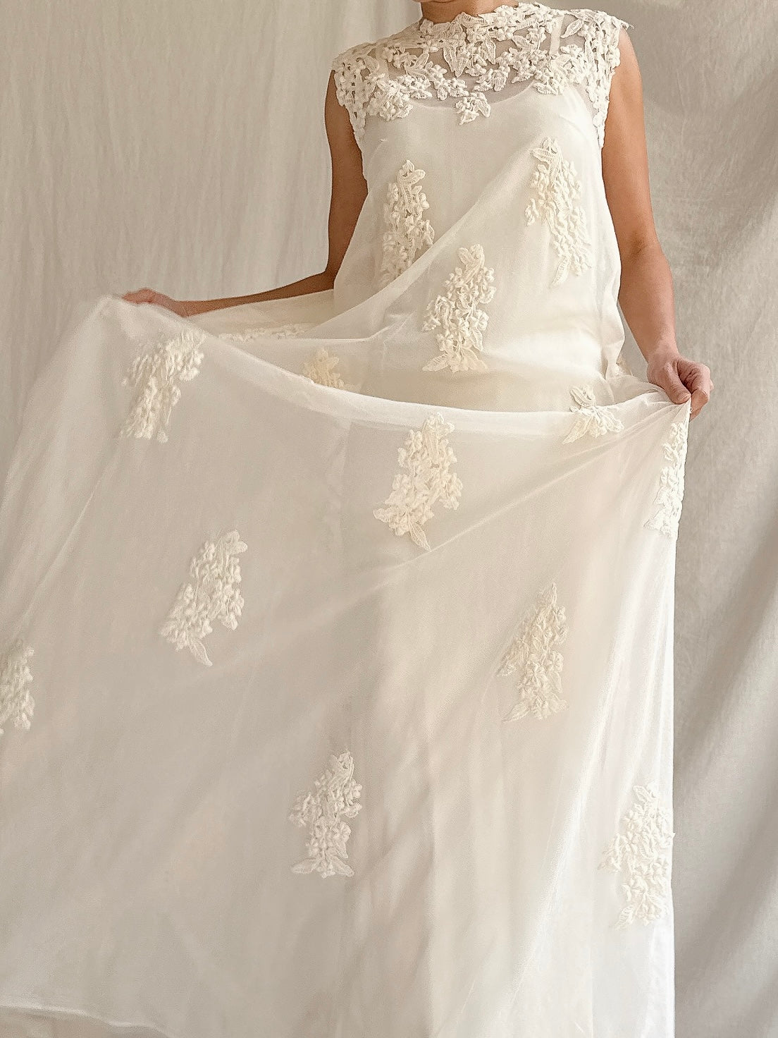 1960s Tulle Embroidered Dress - Size 2/XS