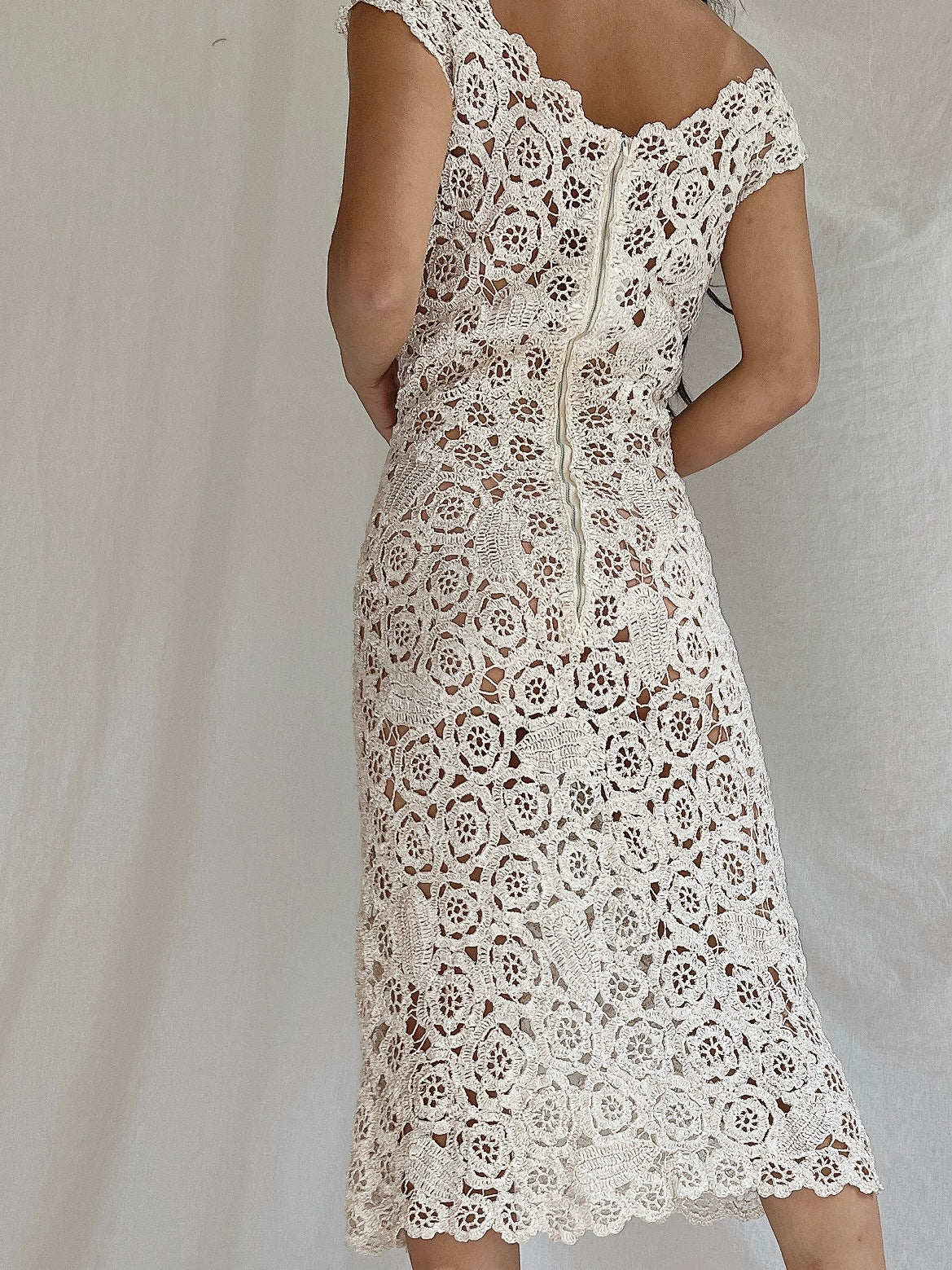 1969s Raffia Crochet Dress - S
