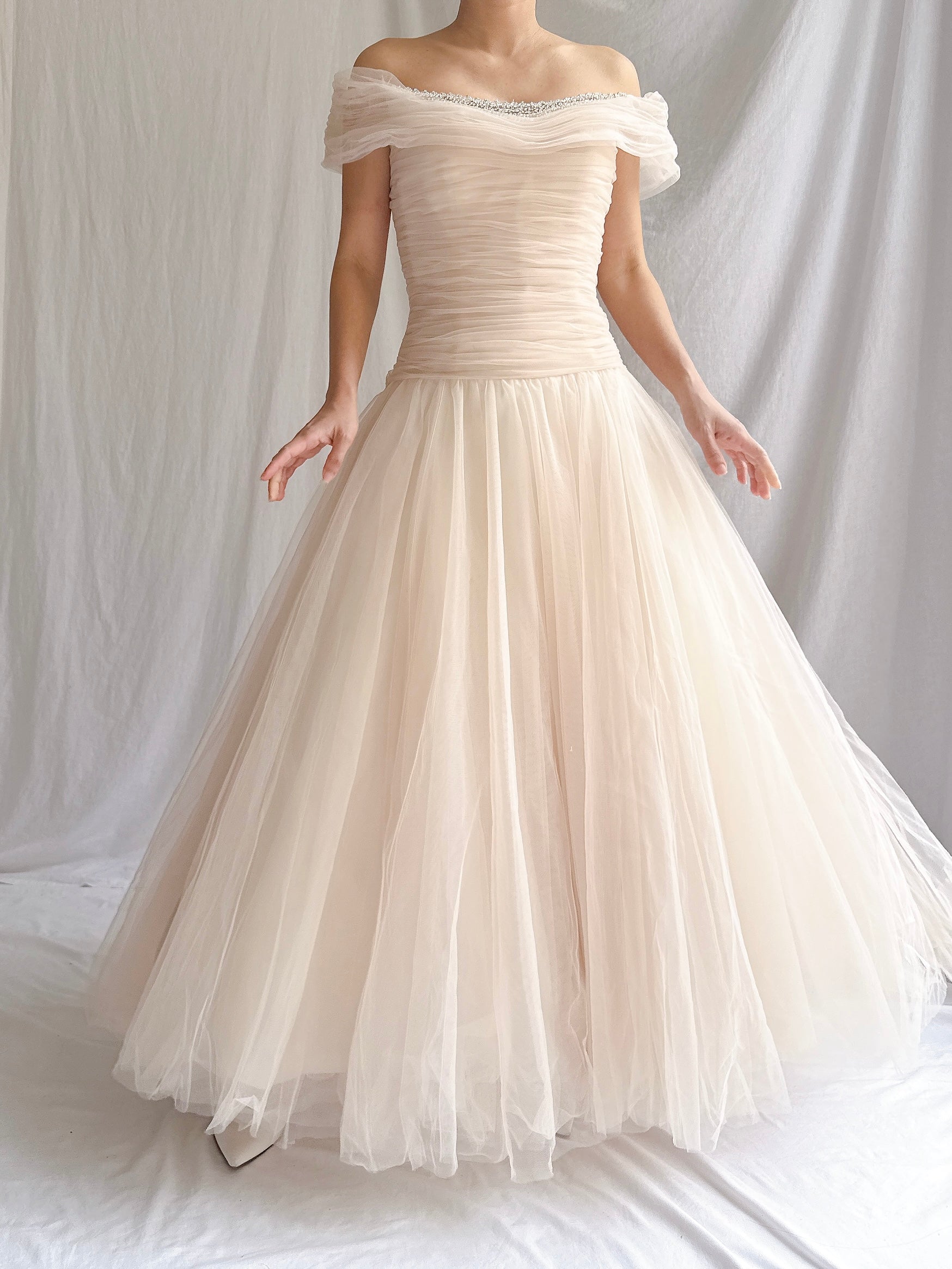 Vintage Ian Stuart UK Peach Nude Tulle 2-Piece - S/M 6/8