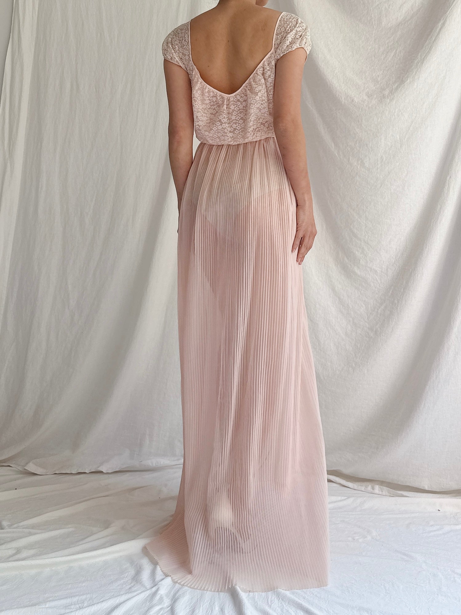 1950s Nylon Pleated Slip Dress - S