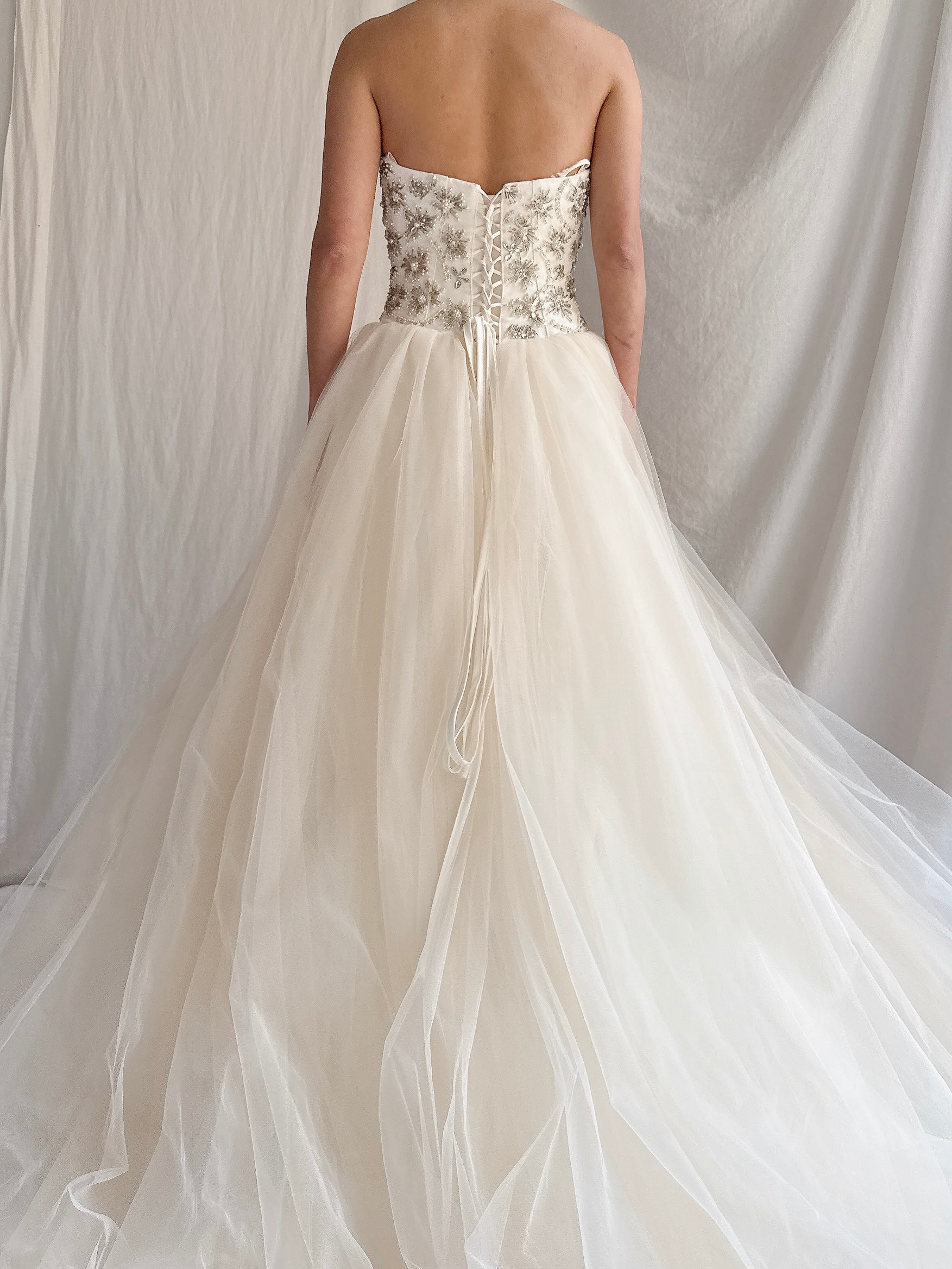 Vintage Strapless Tulle Gown - S