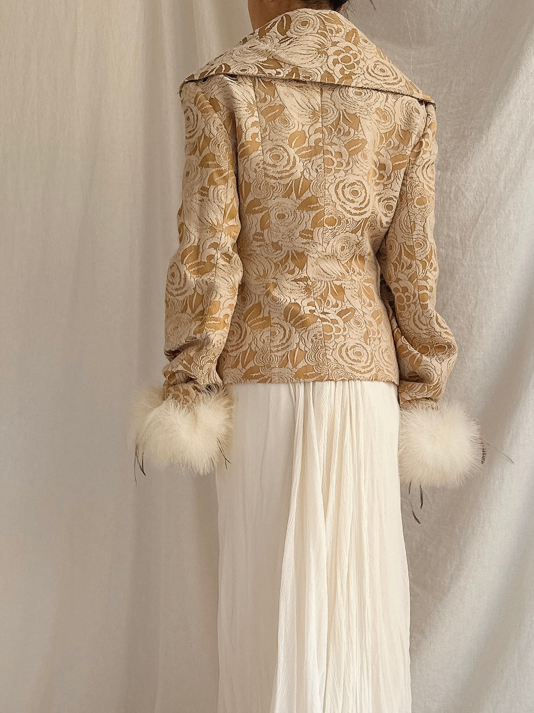 Vintage Futura Brocade and Feather Jacket - M