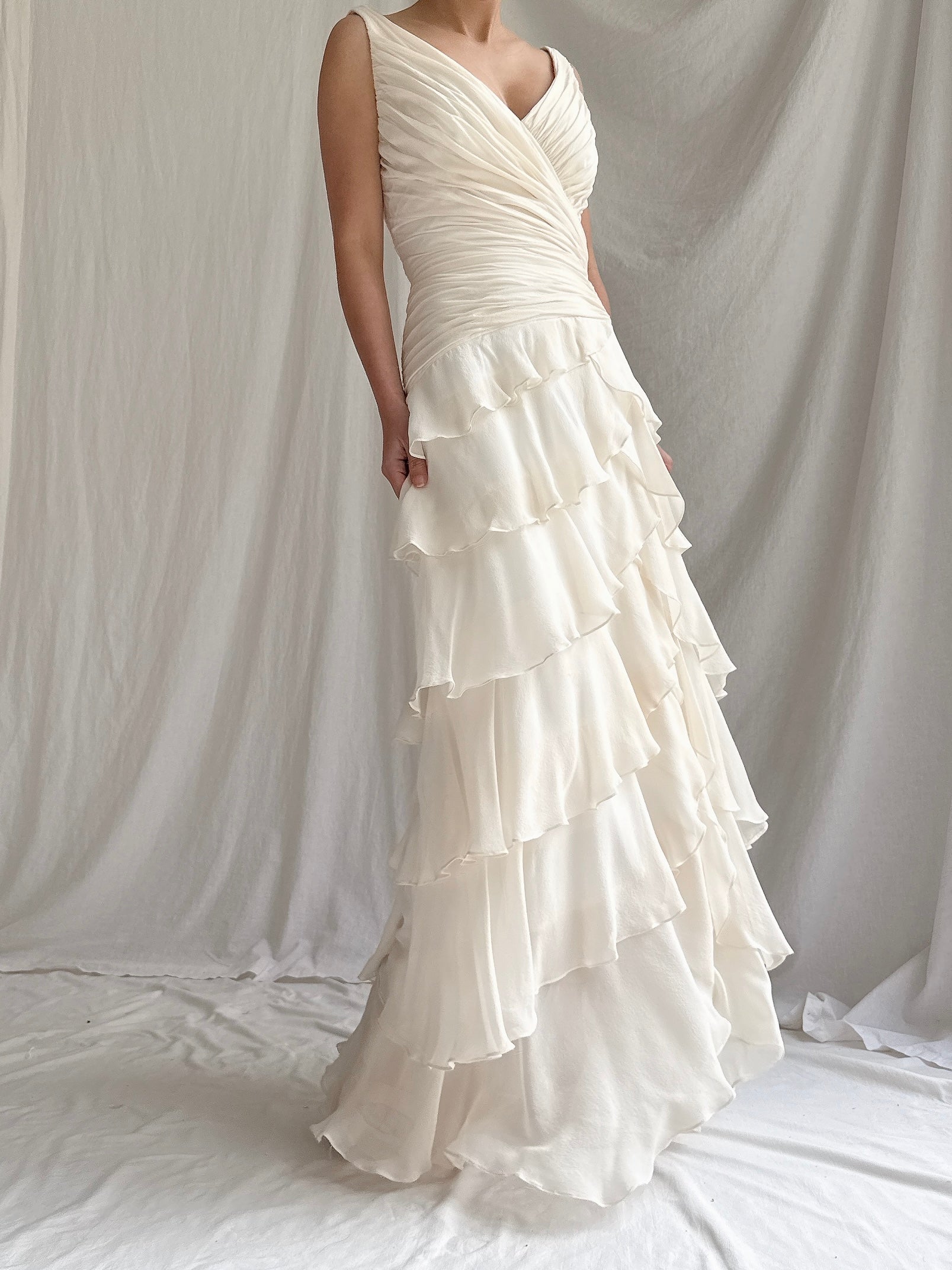 Vintage Silk Ruffled Dress - XS