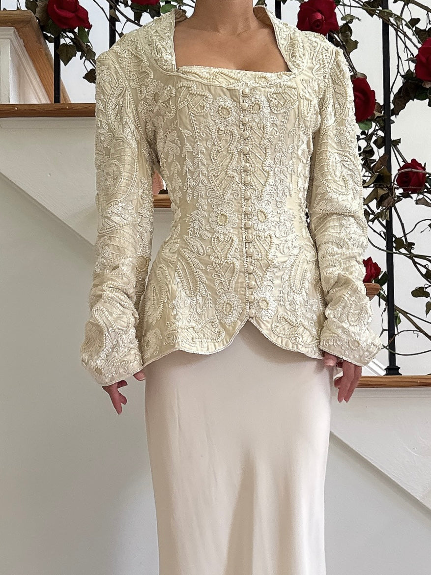 Vintage Eavis & Brown Silk Beaded Jacket - M