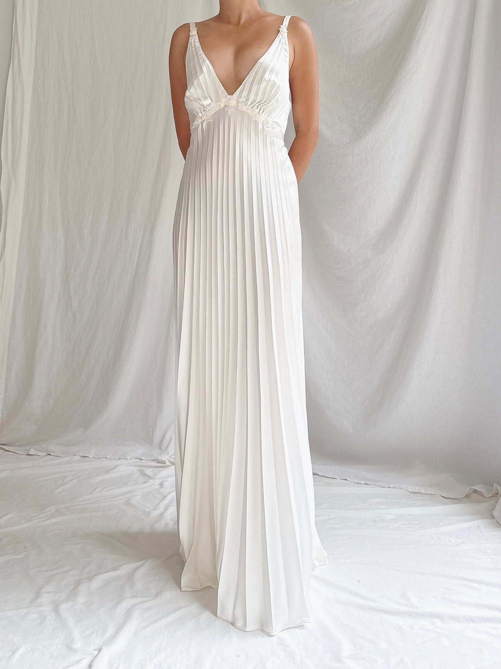 Vintage Pleated Slip Dress - S-M