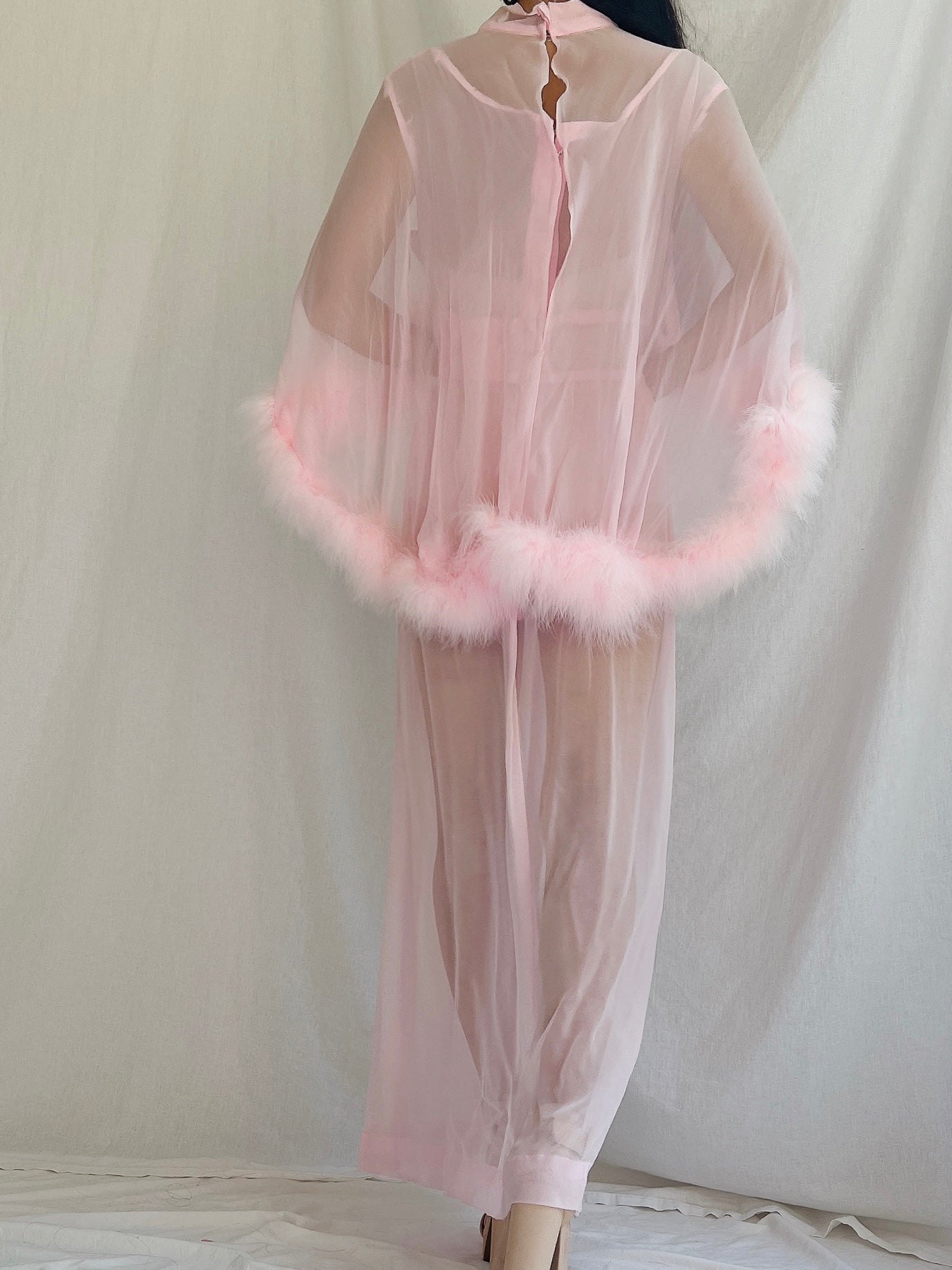 1960s Sheer Feather Cape Dress - S/M