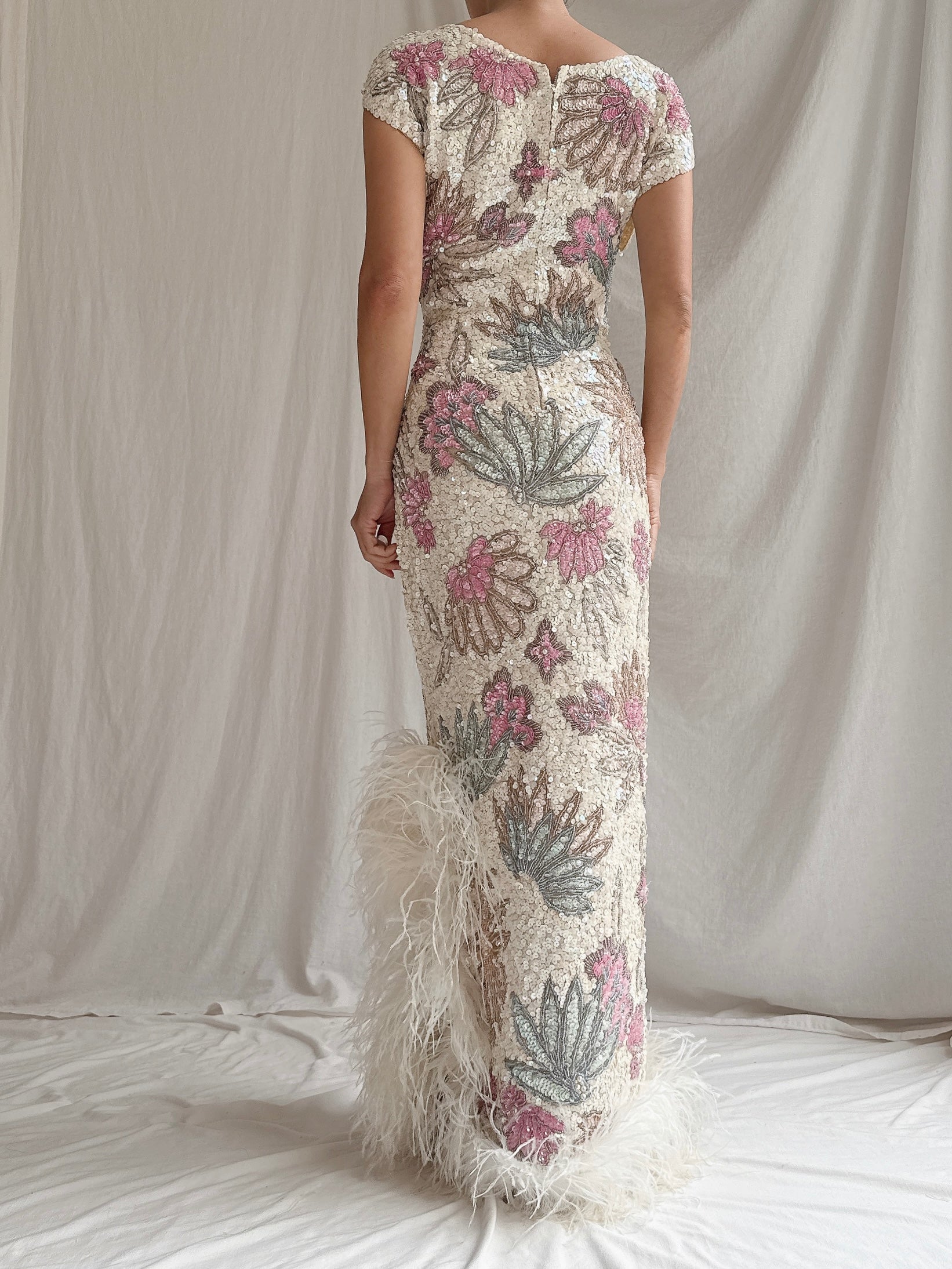 1960s Wool Beaded Gown - M