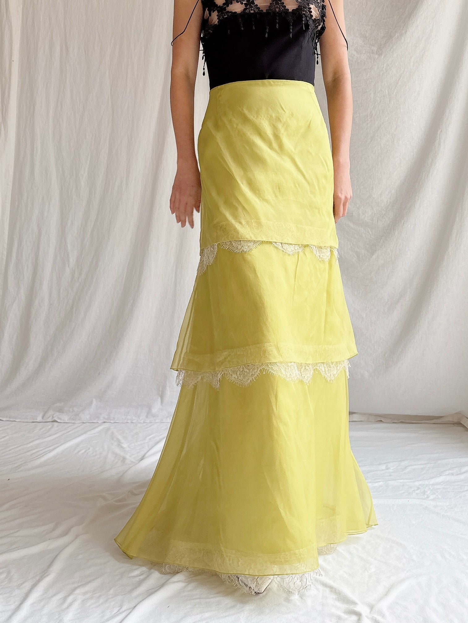 Vintage Maria Coca Silk Organza Tiered Skirt - L/US 14