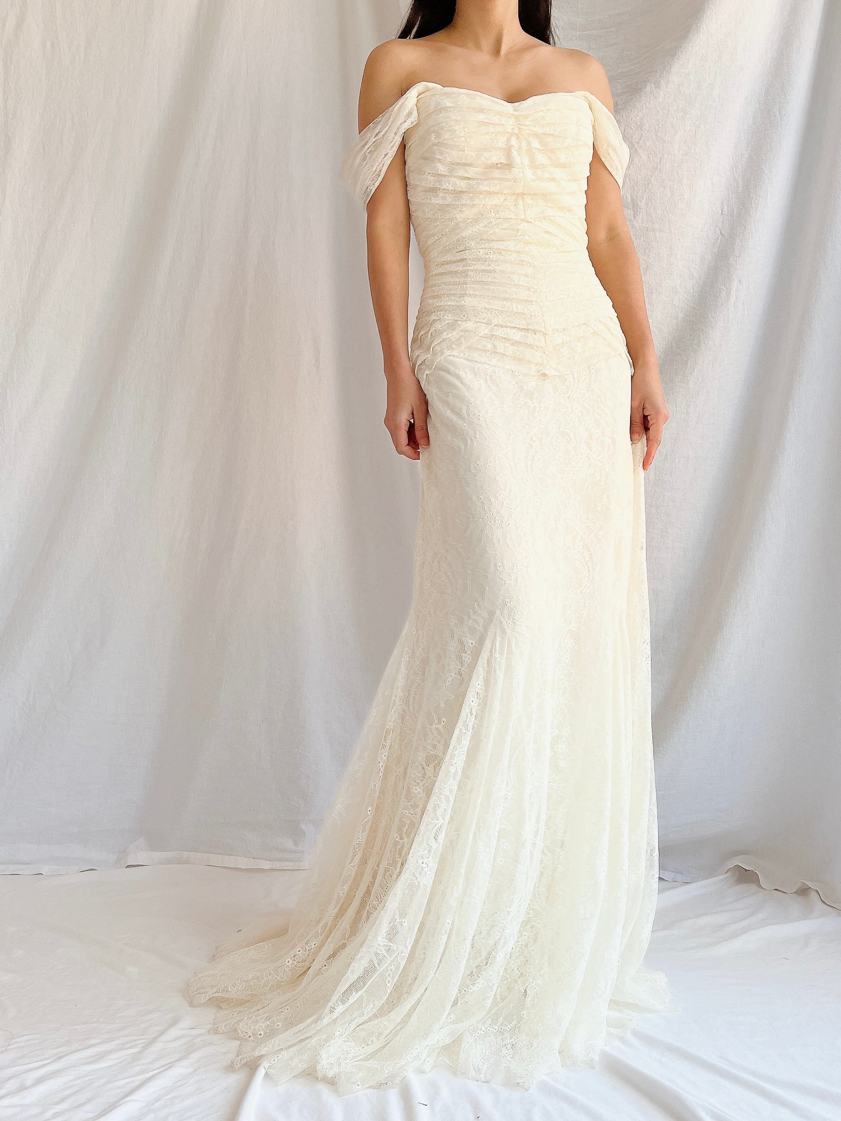 Vera Wang Silk and Lace Gown -  S