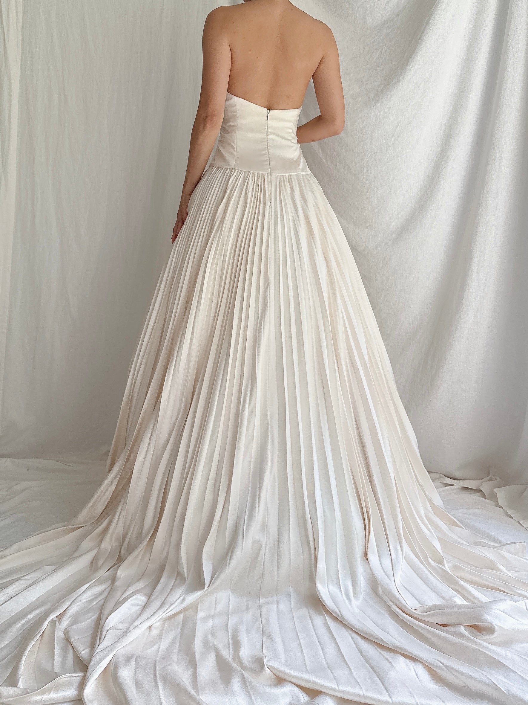 Vintage Lazaro Silk Pleated Gown - M/10