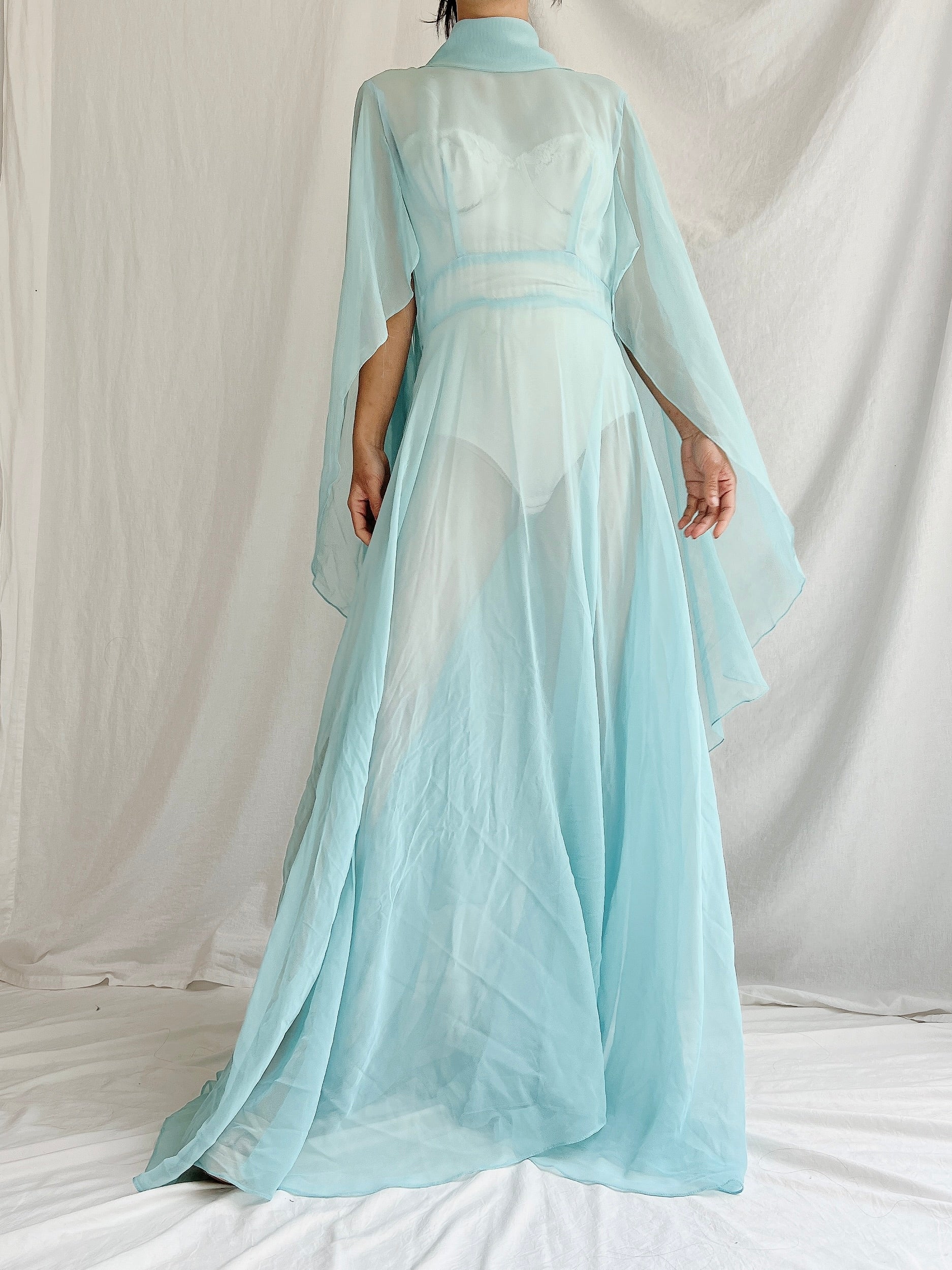 1960s Cyan Cape Gown - S