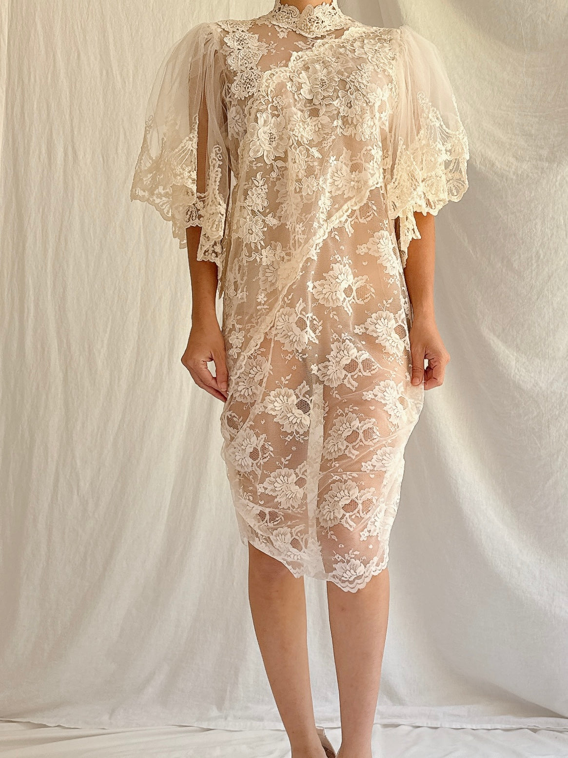 Vintage Sheer Lace Overdress - S-M