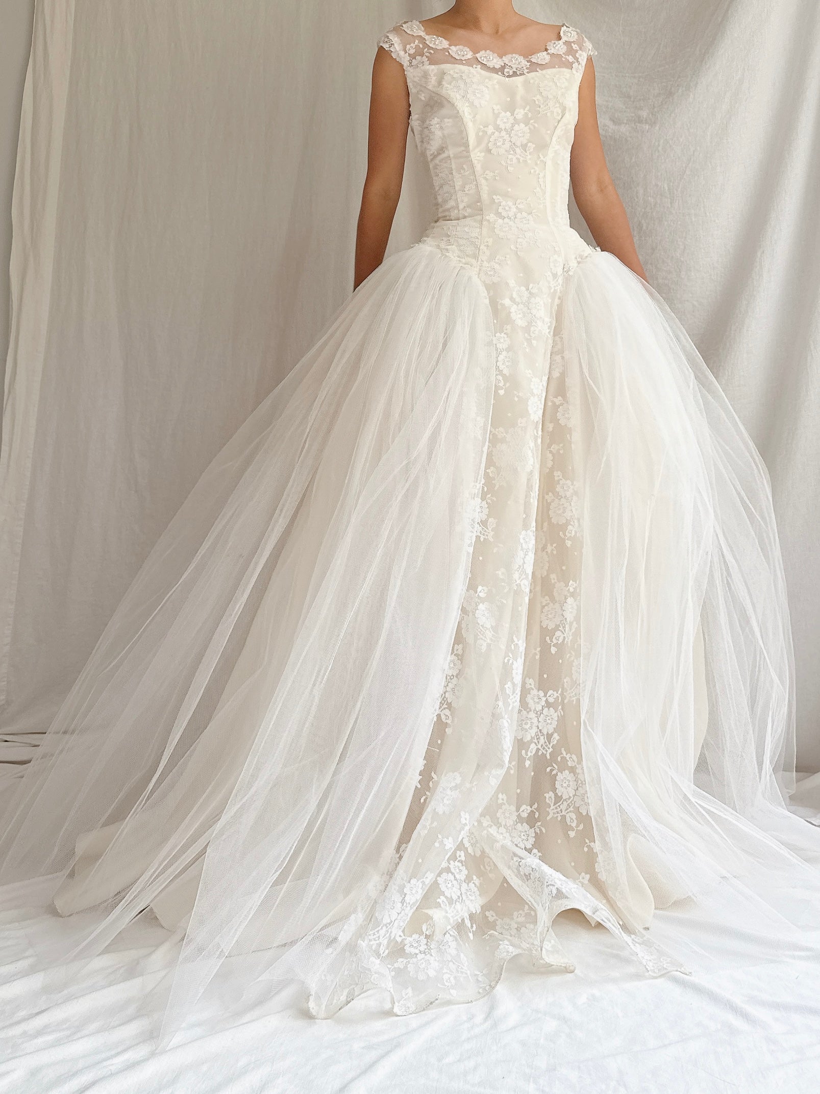 1950s Tulle and Lace Gown - XS