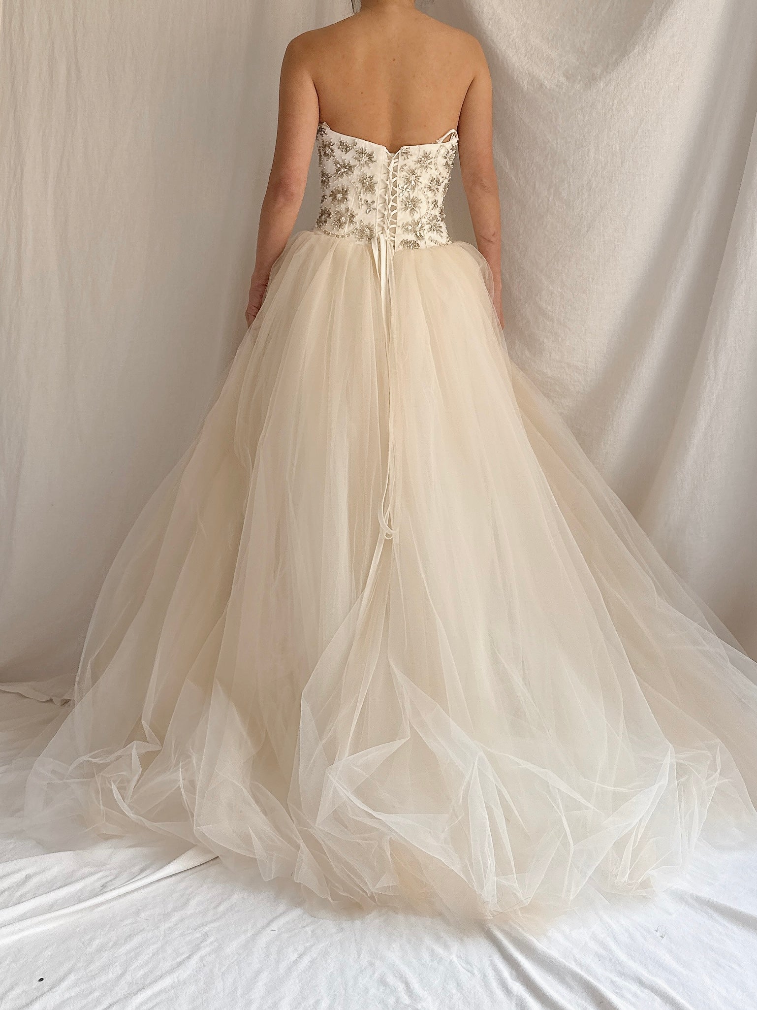 Vintage Strapless Tulle Gown - S