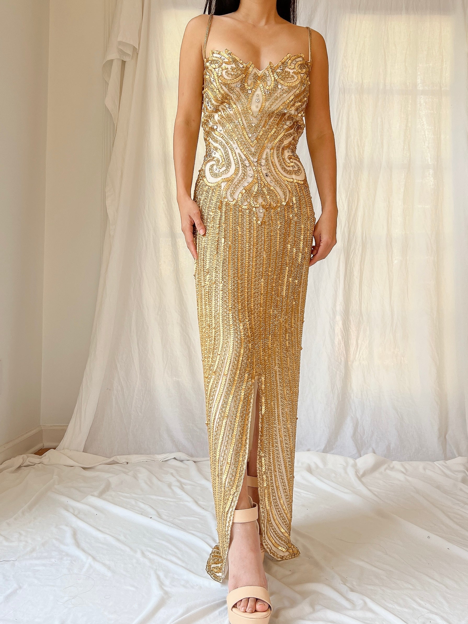 lillie rubin sequin dress Vintage Lillie Rubin Sequin Ruffle Shoulder Dress Recess
