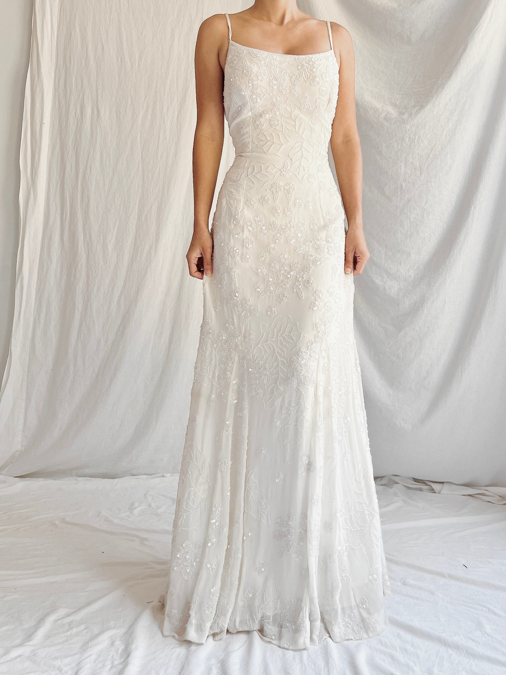 90s Silk Beaded Gown - M/L 90s Silk Beaded Gown - M/L
