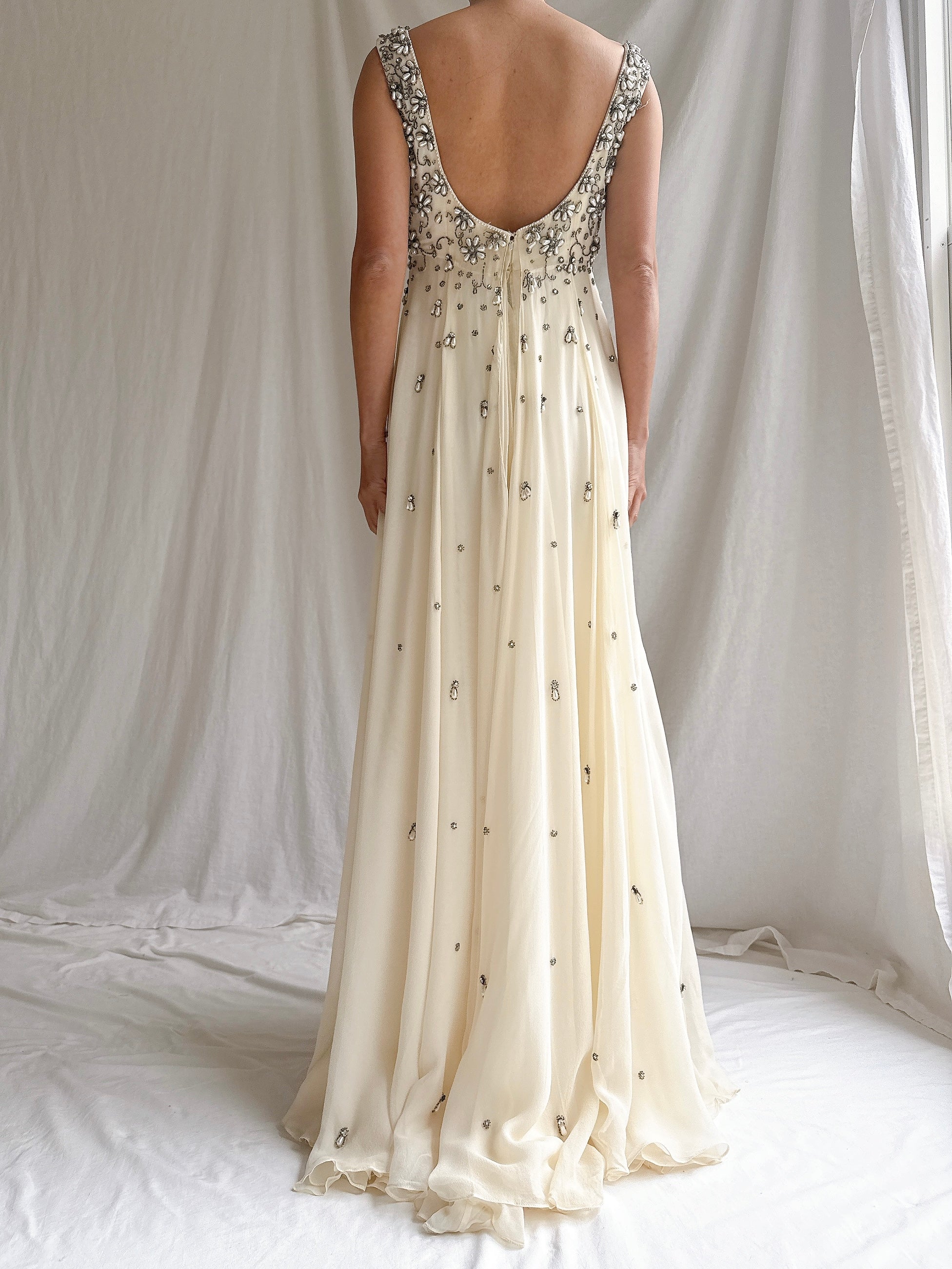 1960s Hand-Beaded Pearl Gown - S/M