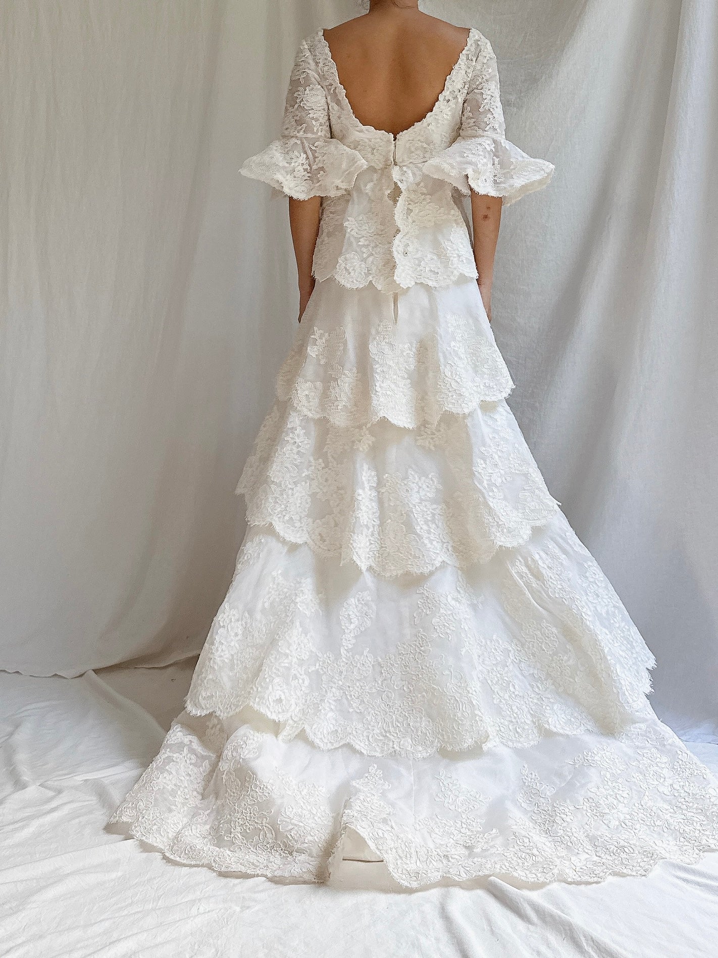 1960s Silk Organza & Lace Gown - M