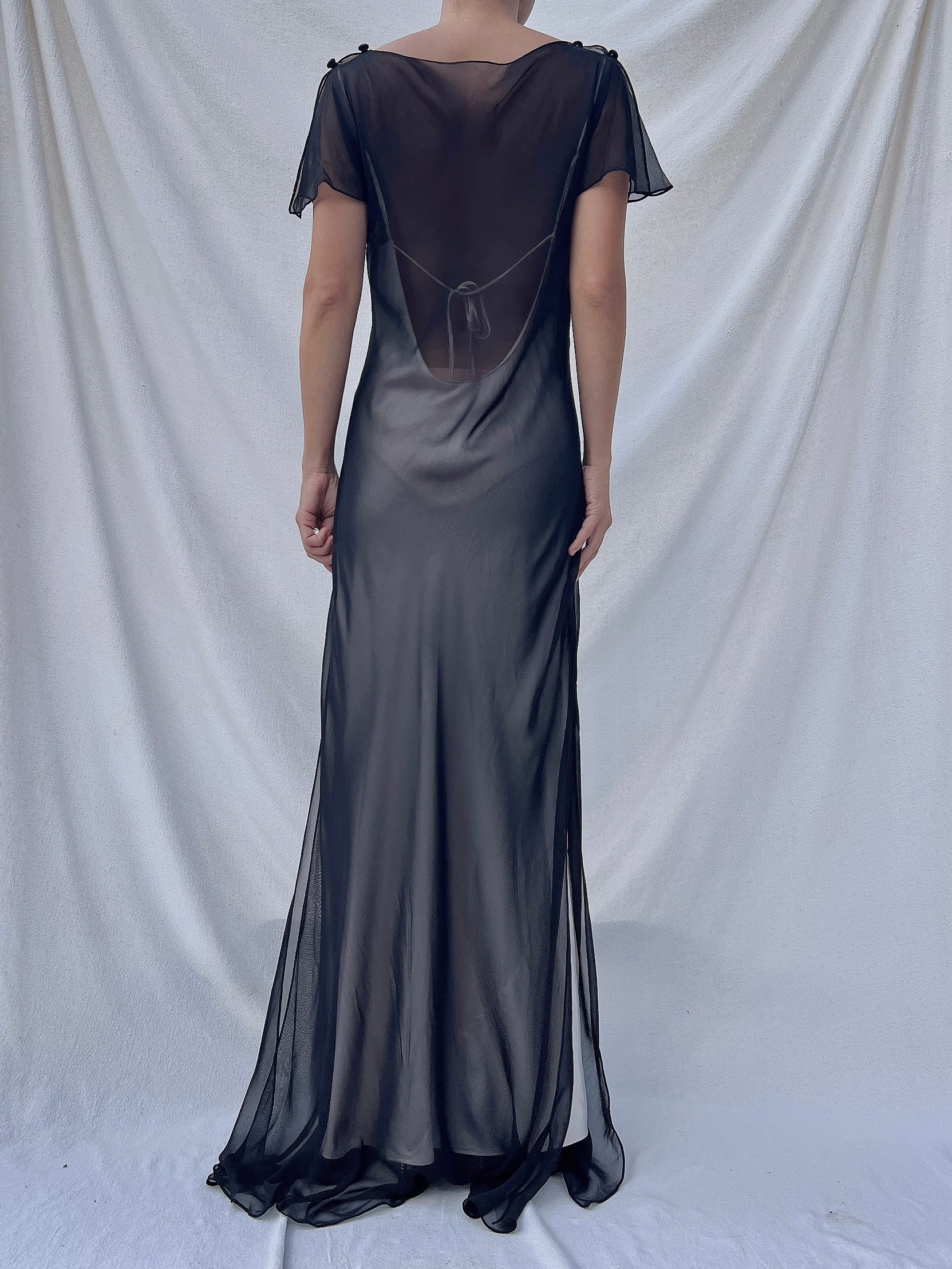 Vintage Sheer Chiffon Gown - S