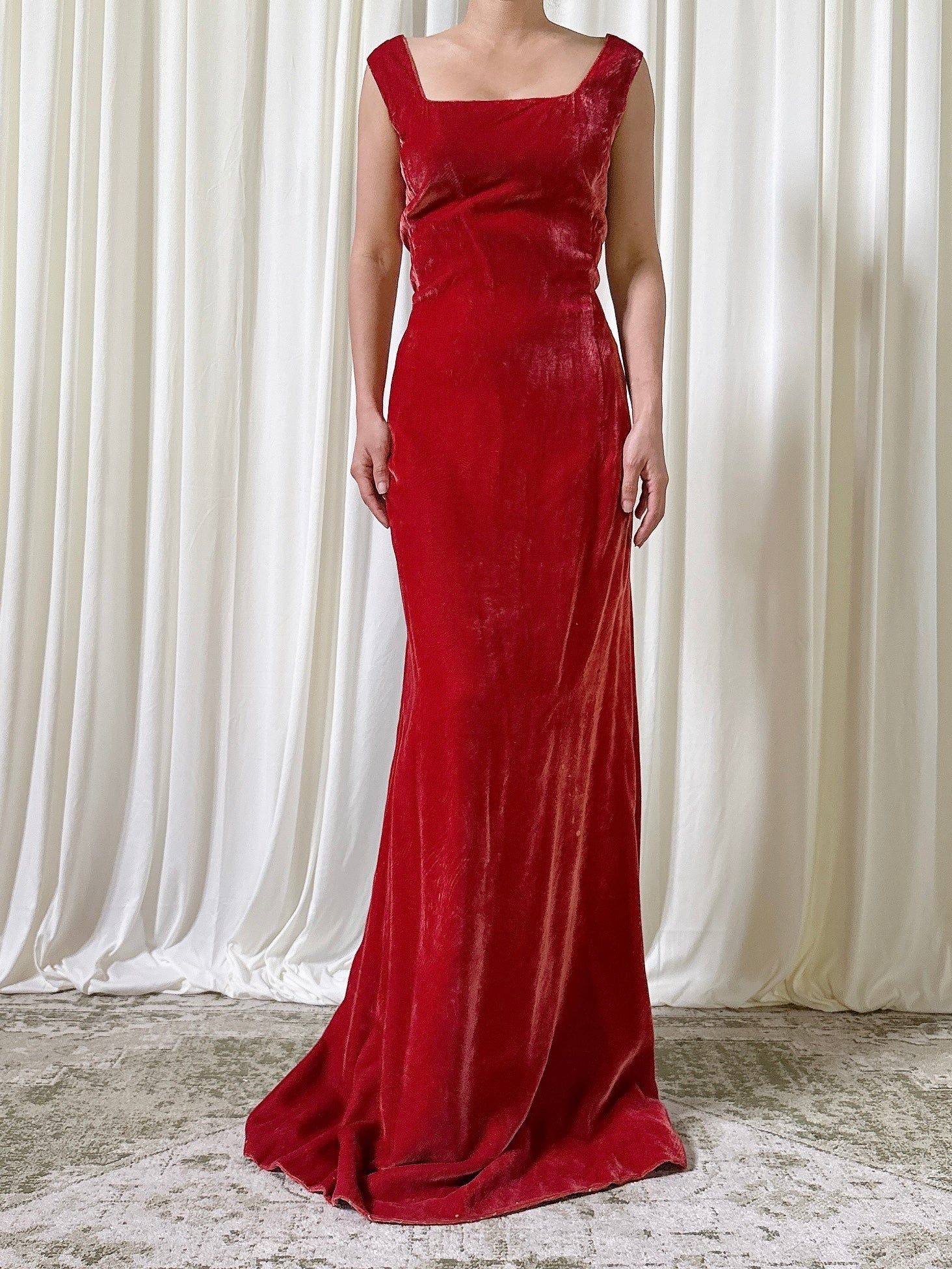 Vintage Rust Velvet Dress - L/12