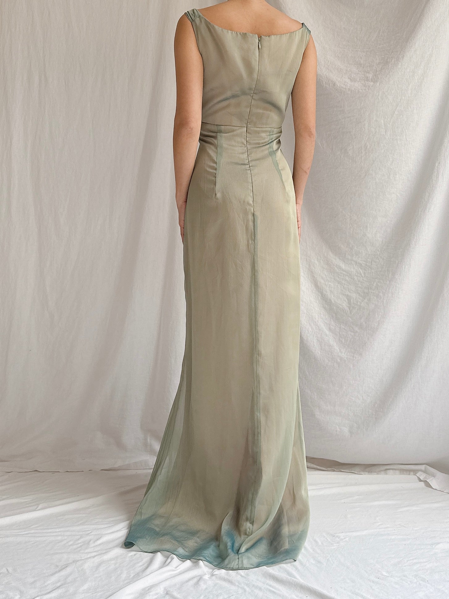 1990s Emanuelle Khanh Paris Seafoam Dress - S/6