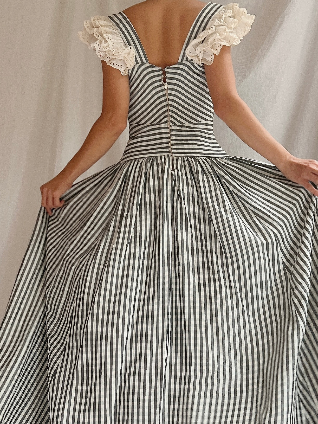 1930s Checkered Taffeta Gown - XS