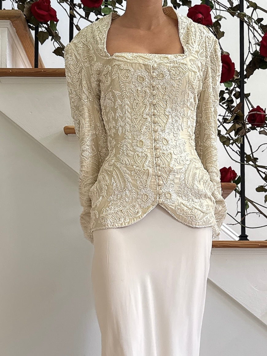 Vintage Eavis & Brown Silk Beaded Jacket - M